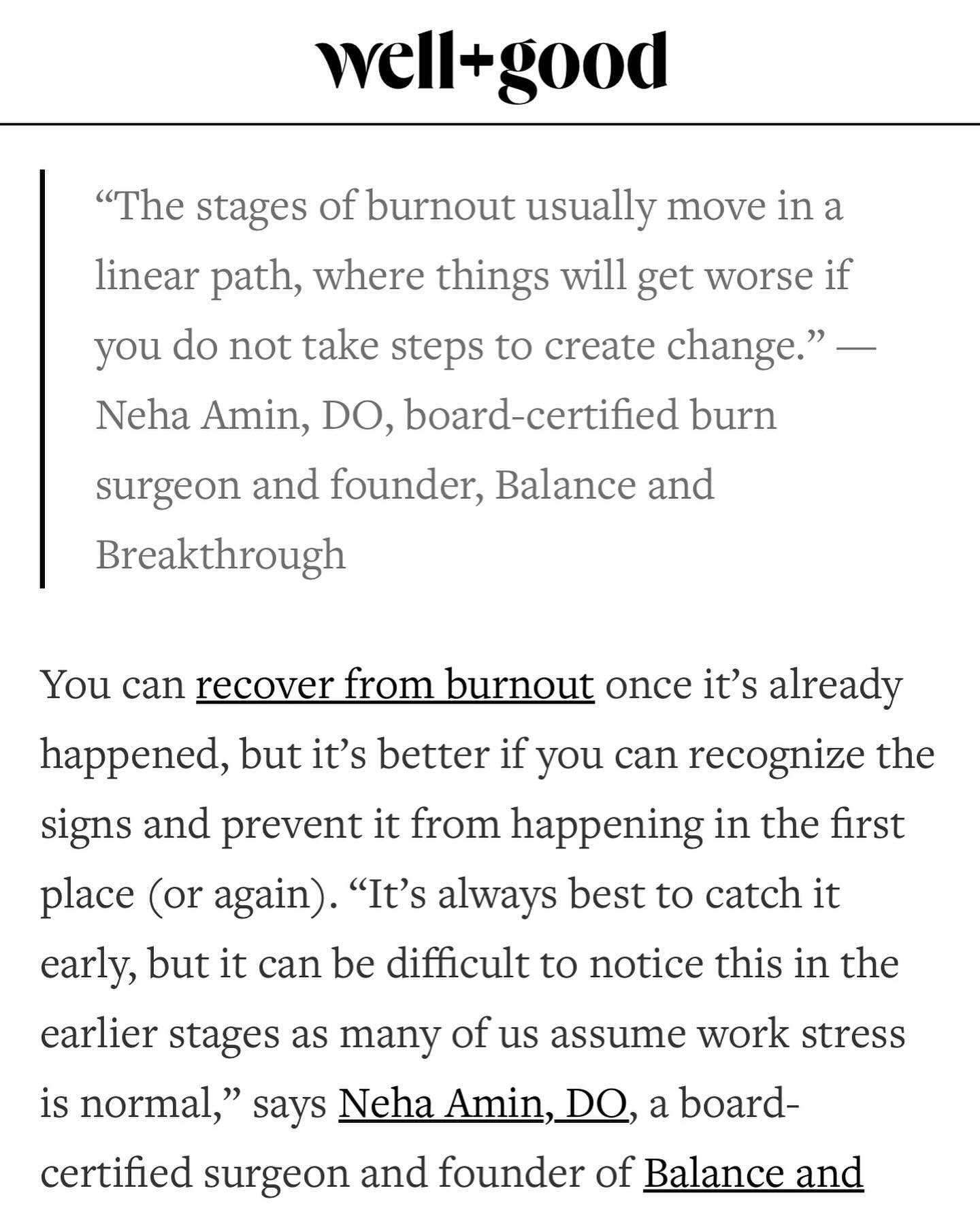 Honored to be included in this article with @iamwellandgood where we discuss the 5 stages of burnout. If they seem too familiar to you, it&rsquo;s time to start making some changes. Read the piece and let me know your thoughts! 
.
https://www.welland