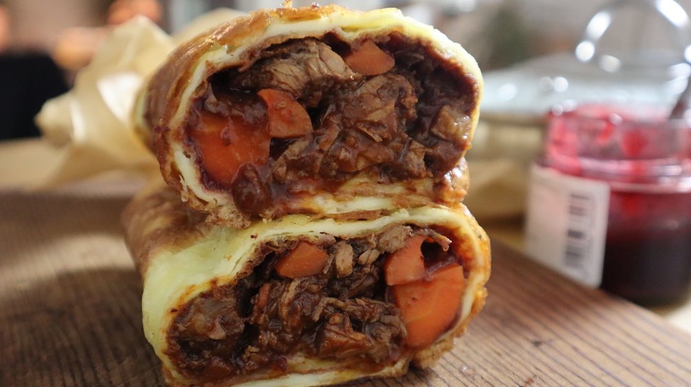 Yorkshire pudding wrap with festive Gulasch filling