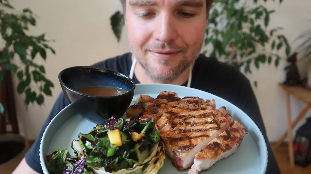 MasterChef Brent's Tamarind Glazed Pork Chop and Charred Cabbage 