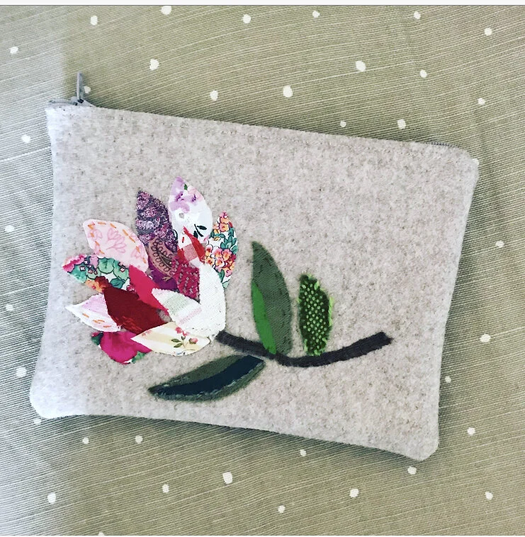 Appliqué make-up bag