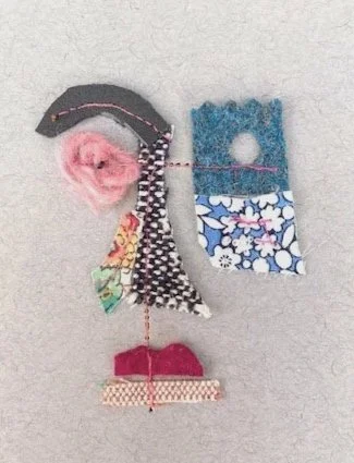 Picasso face
W8 x H10cm
Fabric on paper