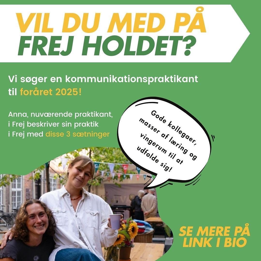 Kan du overs&aelig;tte din doomscrolling p&aring; sociale medier til gr&oslash;n forandringskommunikation? S&aring; er du m&aring;ske vores nye kommunikationspraktikant! ⭐

Vil du v&aelig;re med til at s&aelig;tte retningen for, hvordan vi kan forand