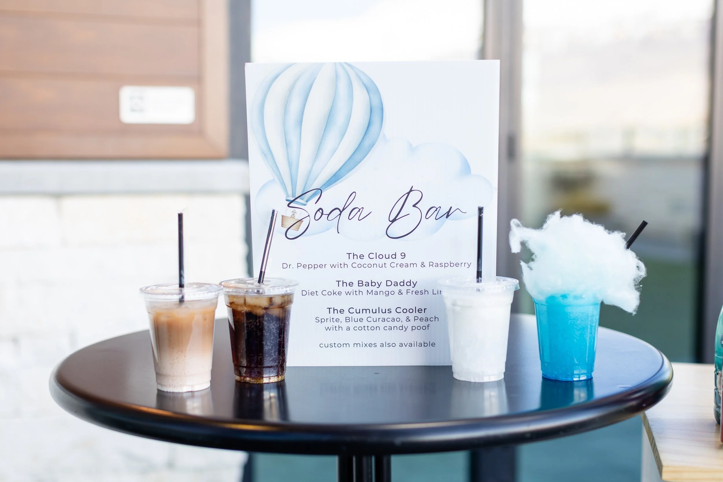 Soda bar drink menu.