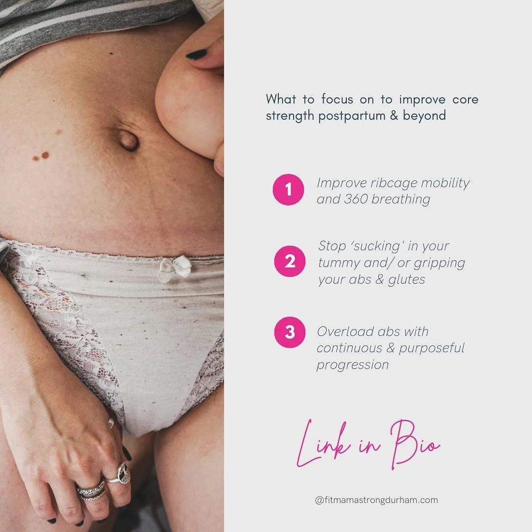 3 Things We Hope You&rsquo;re Doing Postpartum to Actually Strengthen Your Core

If you&rsquo;re postpartum, here&rsquo;s what really matters:

1️⃣ Improve ribcage mobility + master 360&deg; breathing

We improve breathing to improve abs.

Your diaph