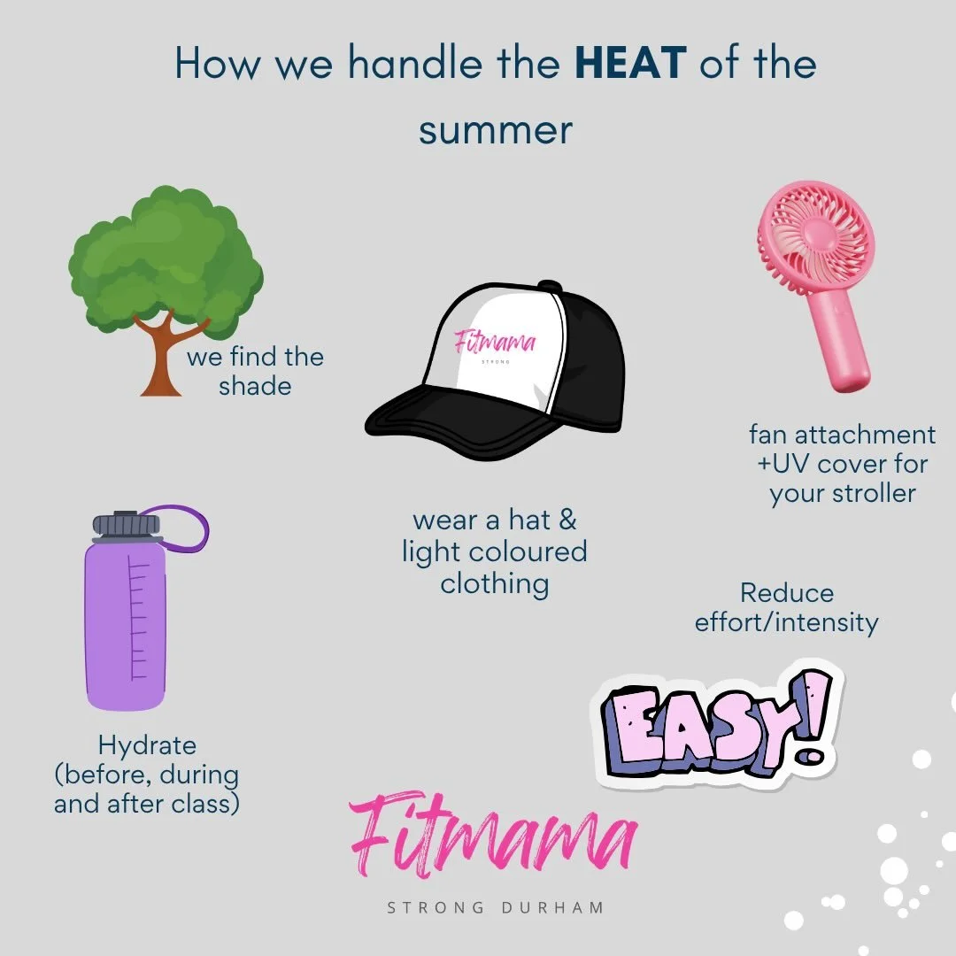 The temperature is warming up and the official first day of summer is near.

These tips will help keep you + your little ones cool and comfortable all summer long!

We love our outdoor workouts, but we always prioritize comfort, well-being and safety