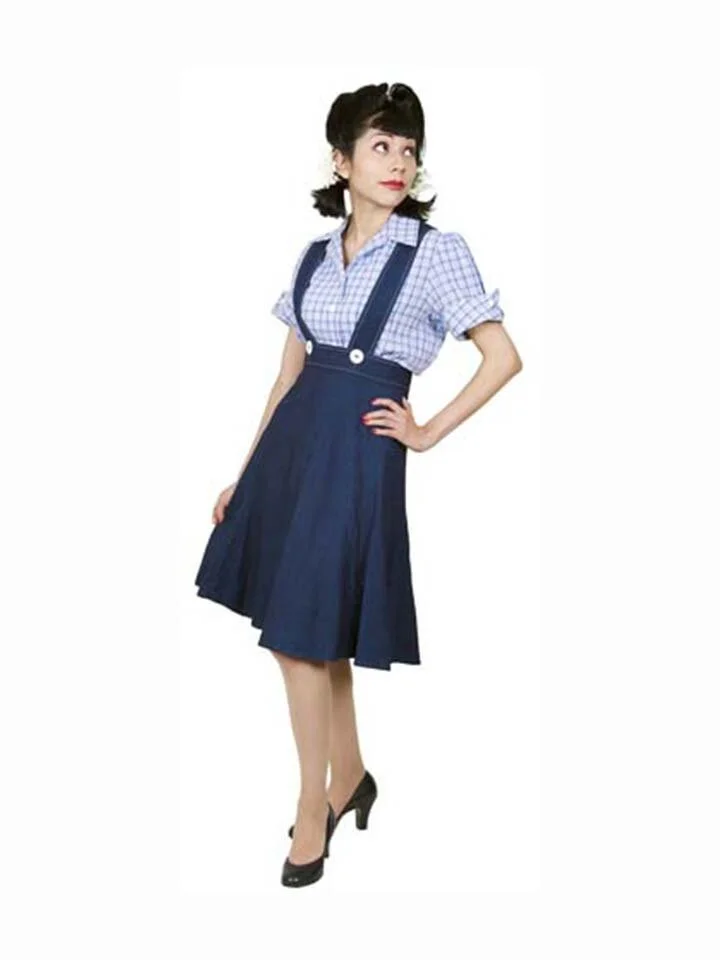 Skirt with Suspenders - Blue  reVamp