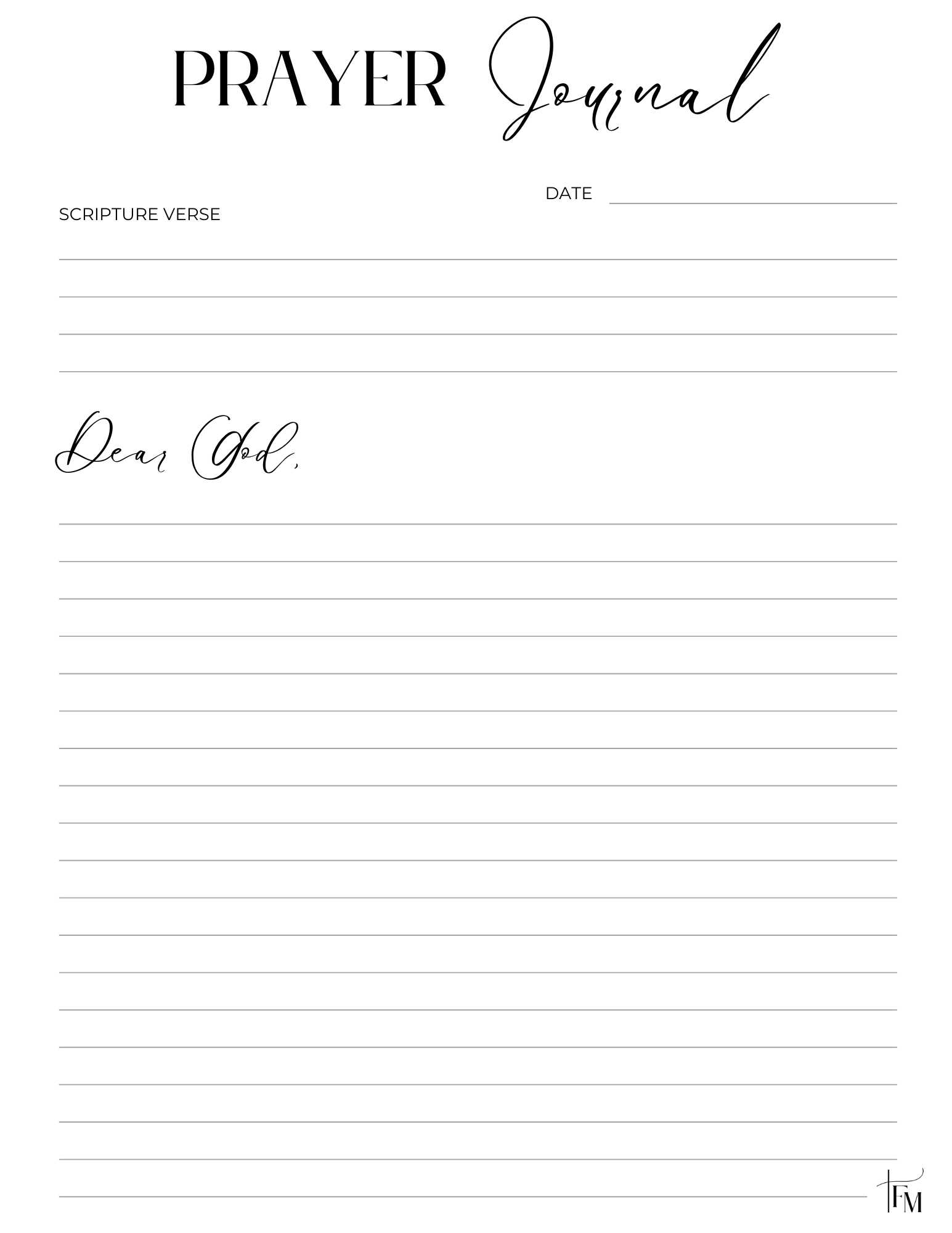 Prayer journal printable