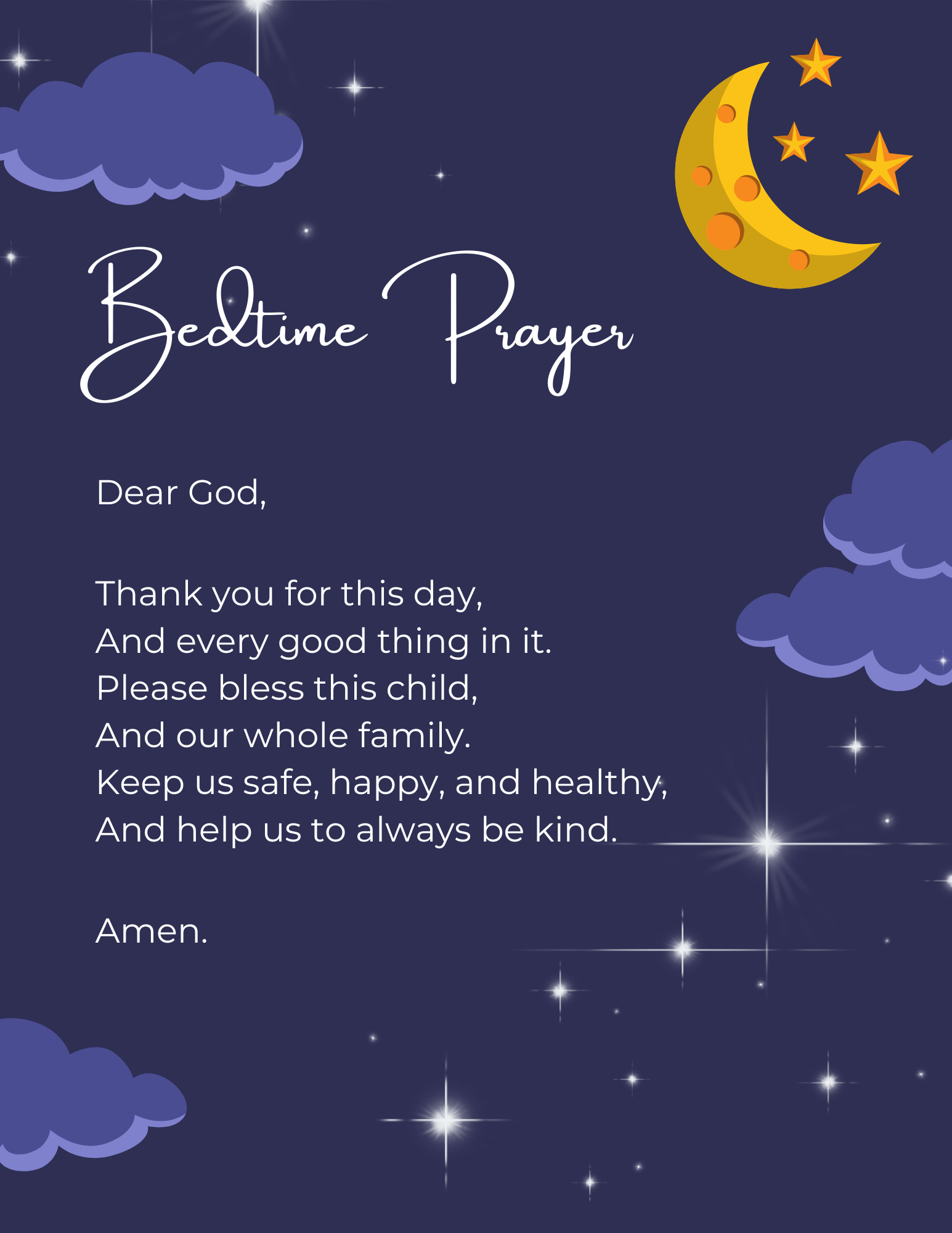 Bedtime Prayer for Littles Printable