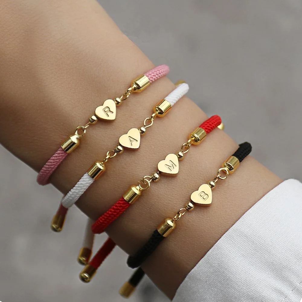 (PRE-ORDER) Heart Letter Adjustable Rope Bracelet