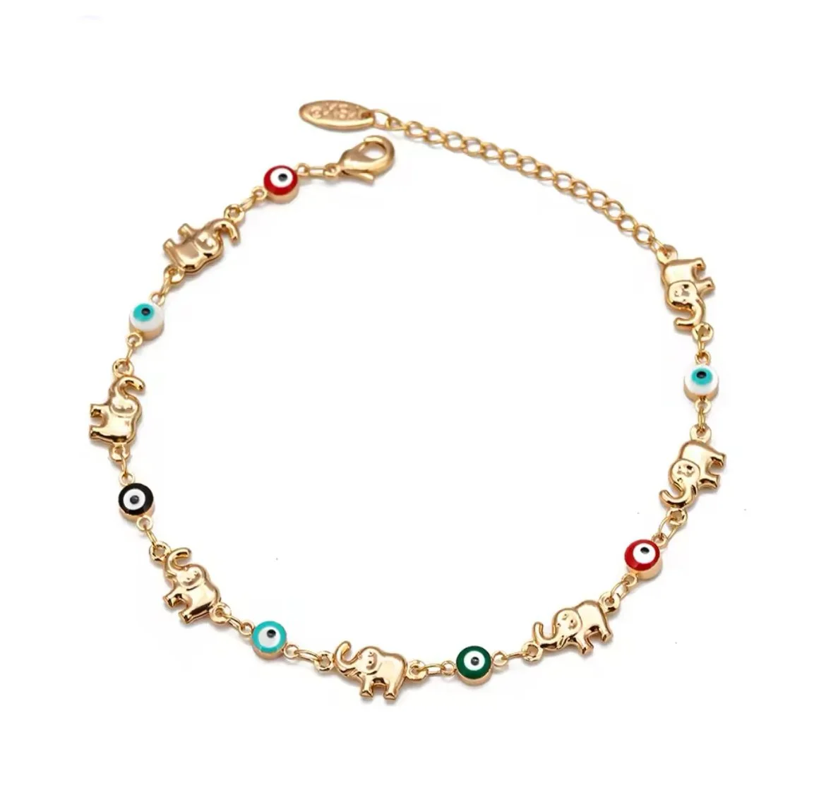 Elephant Evil Eye Adjustable Bracelet