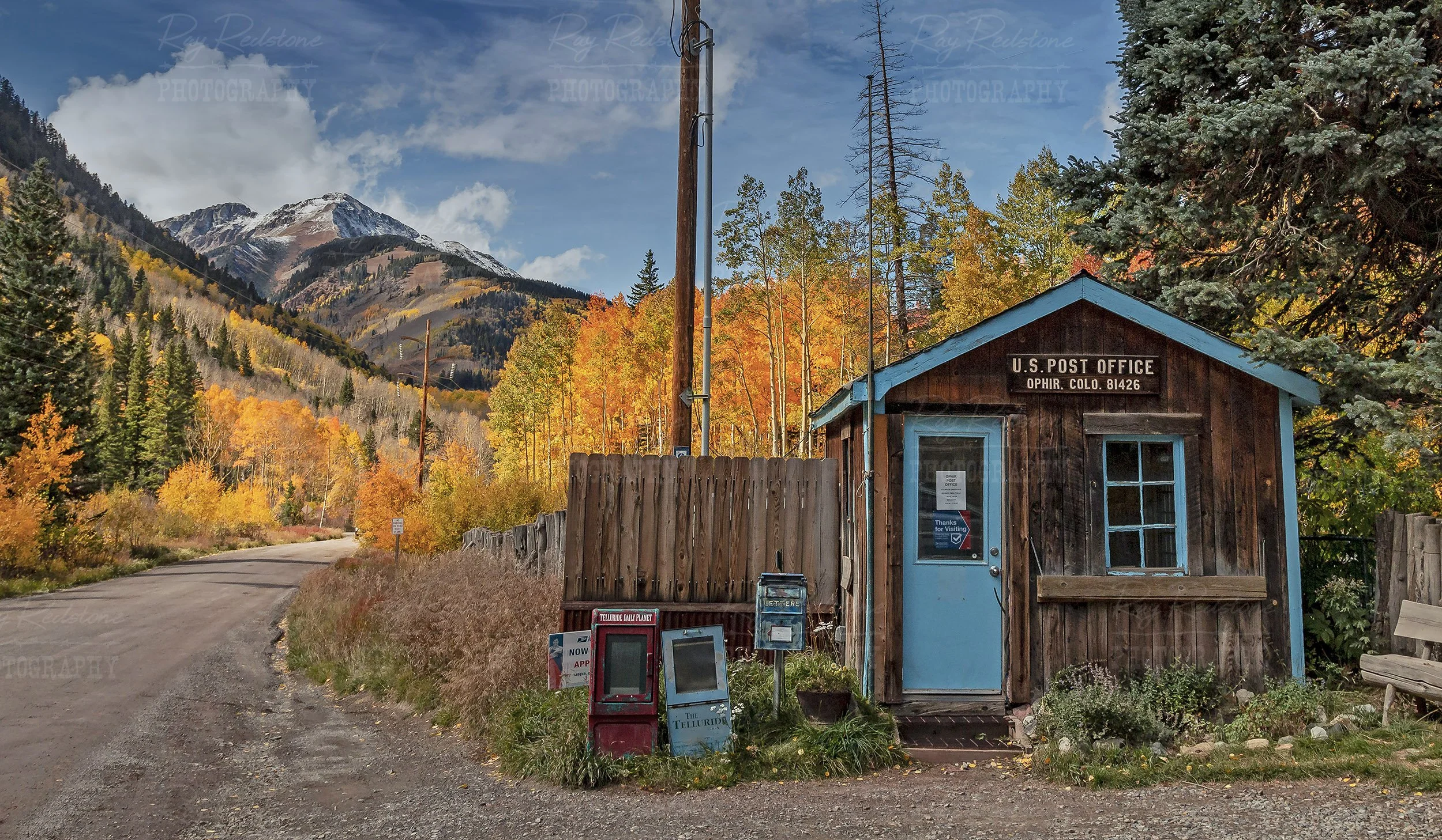 Post Office In Small Colorado Mountain Town During Fall Time
