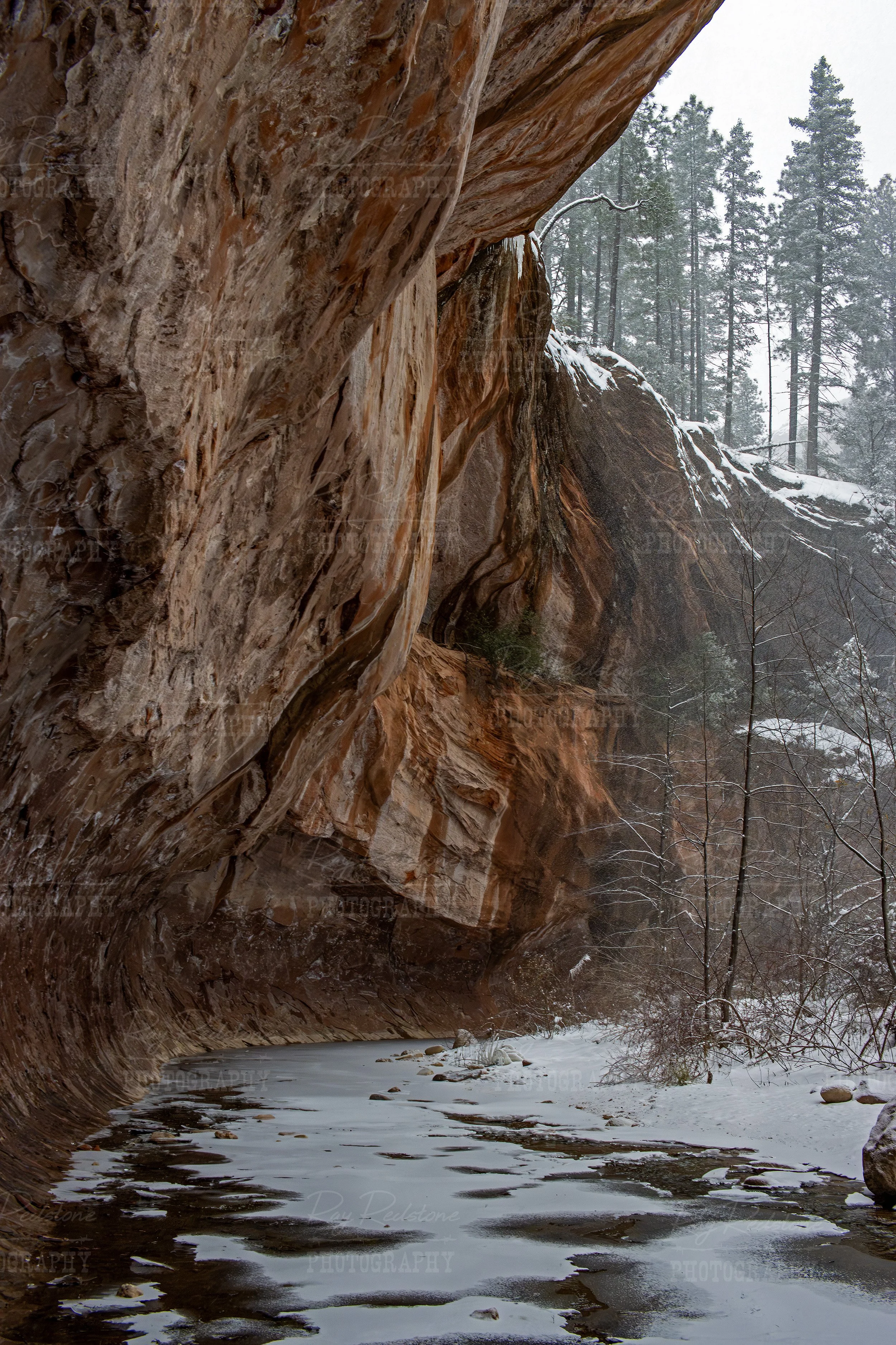 Snow Covered Canyon Wall West Fork Trail Sedona AZ