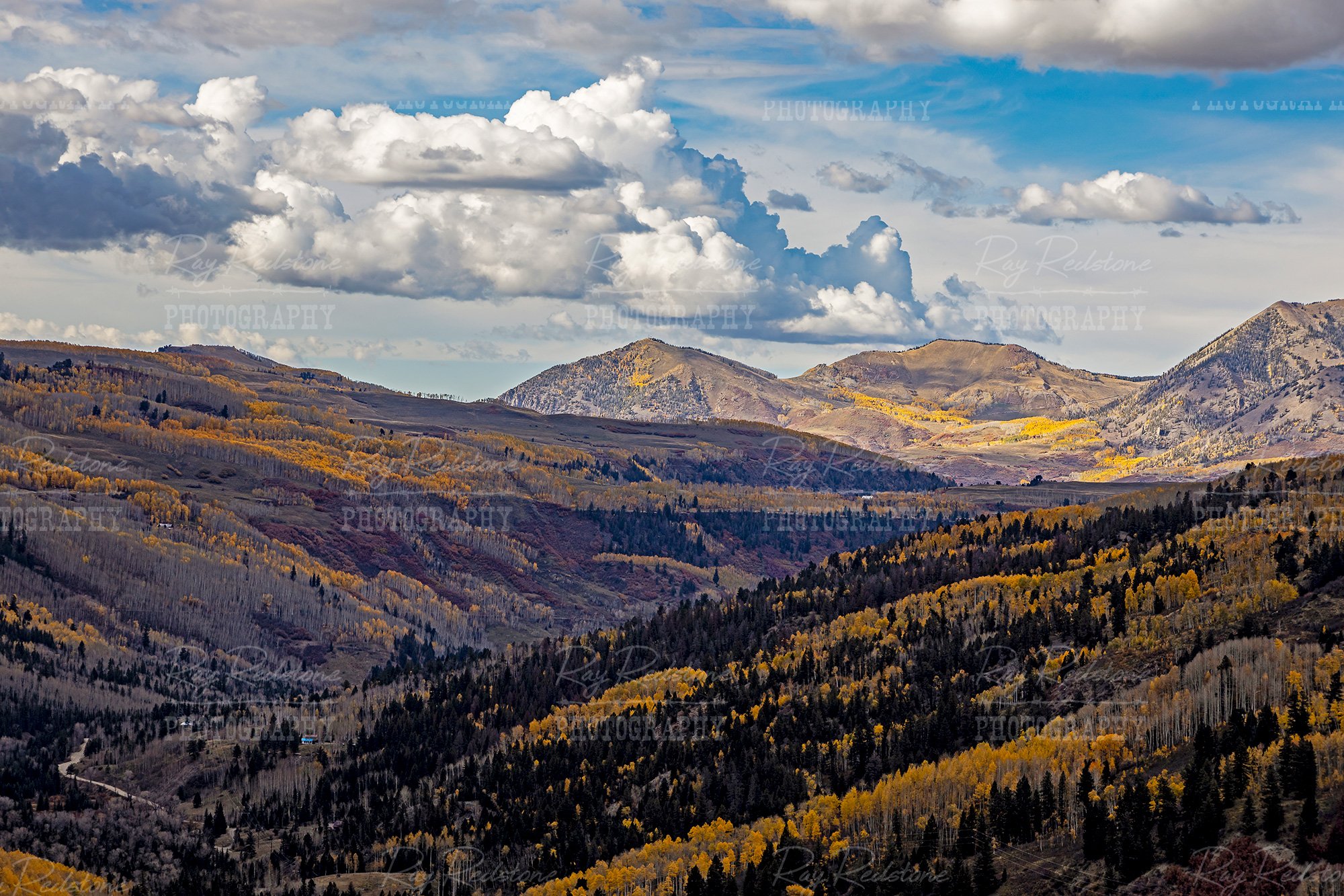 Fall Colors Fill A Deep Valley Near Telluride CO