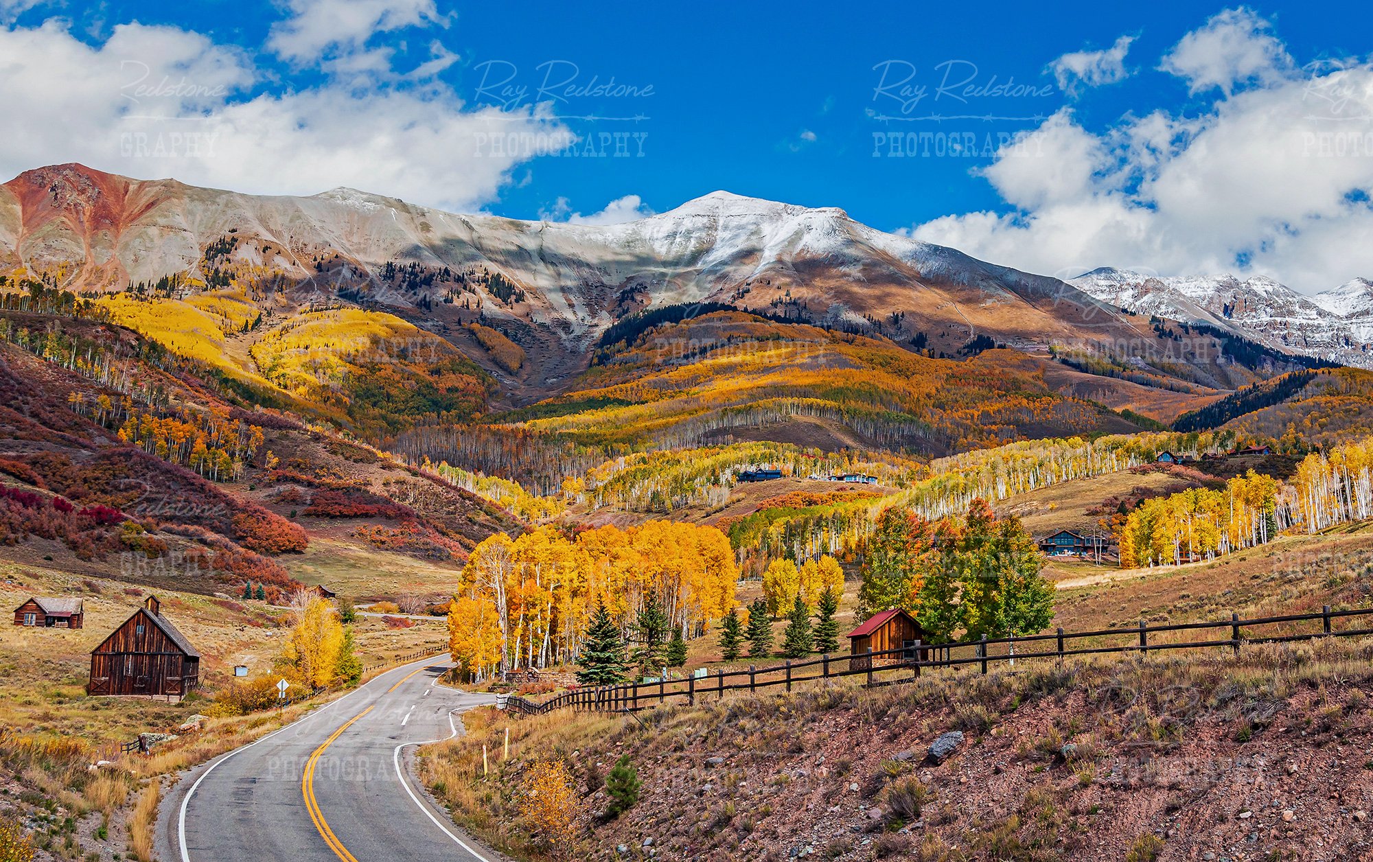 Vibrant Fall Colors Along Country Road Near Telluride