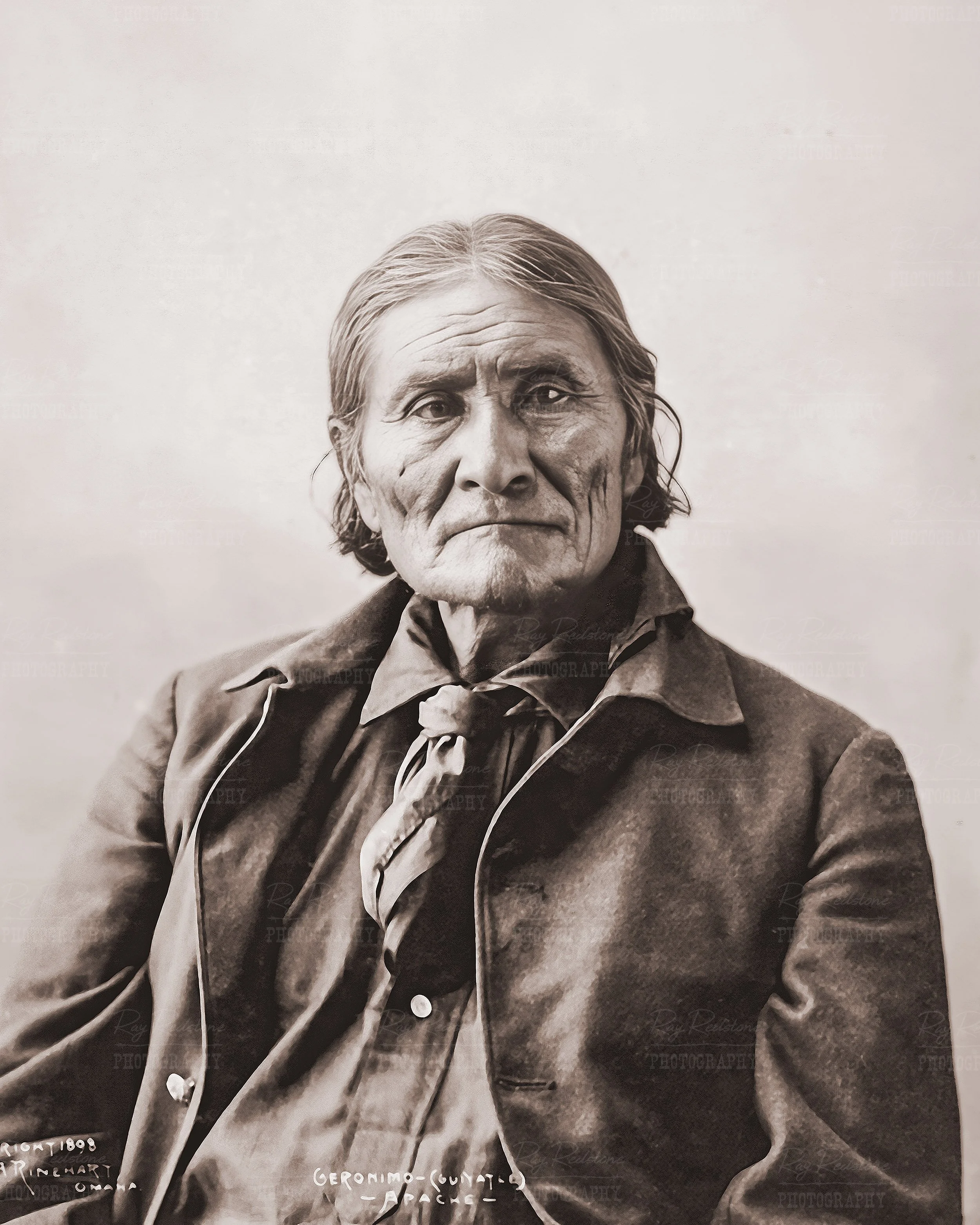 Sepia Tone Version Of Restored Old Photo Of Geronimo