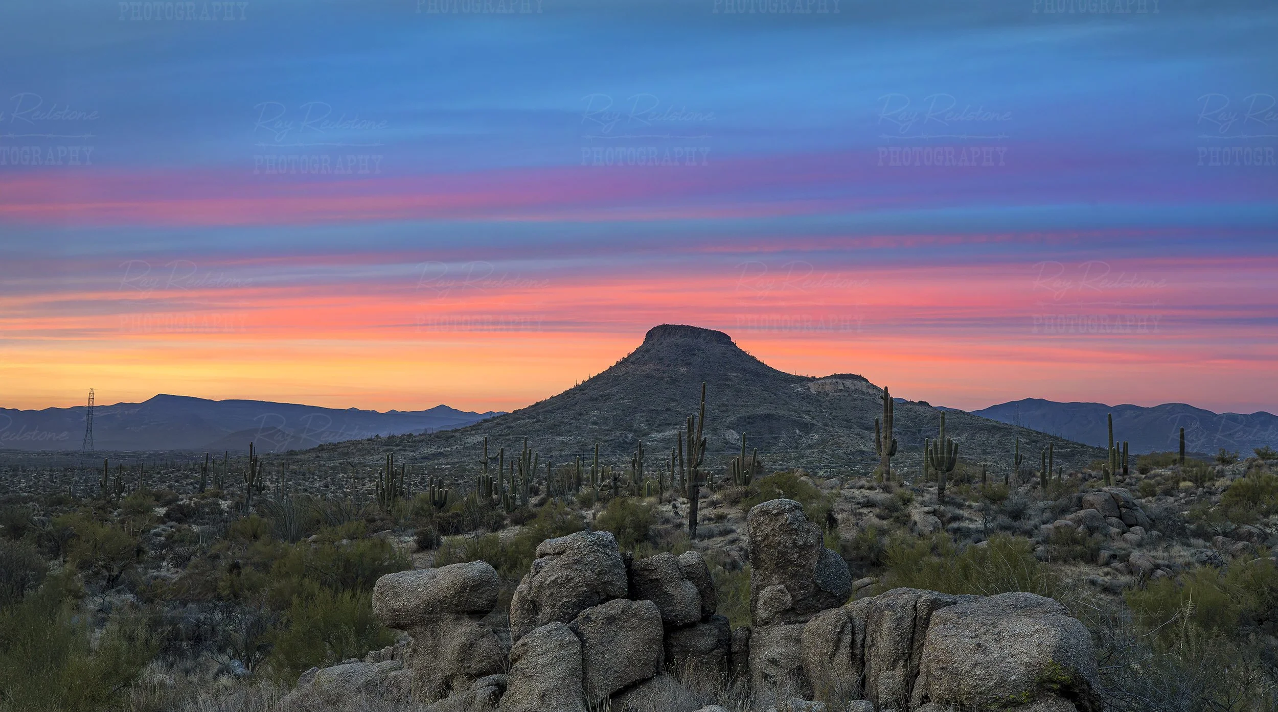 Colorful Arizona Wide Ratio Desert Sunset Landscape