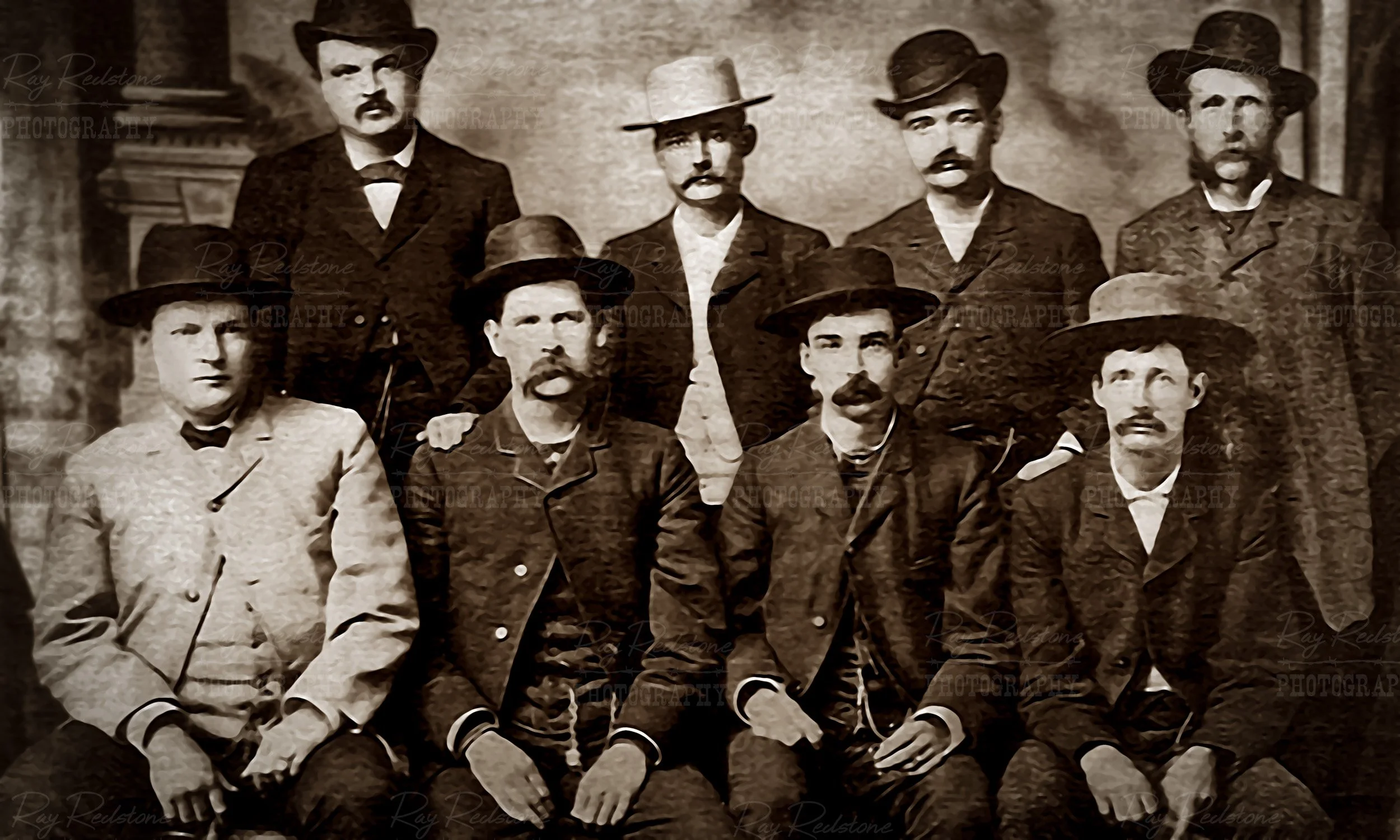Restored Old Photo With Wyatt Earp And Dodge City Peace Commission