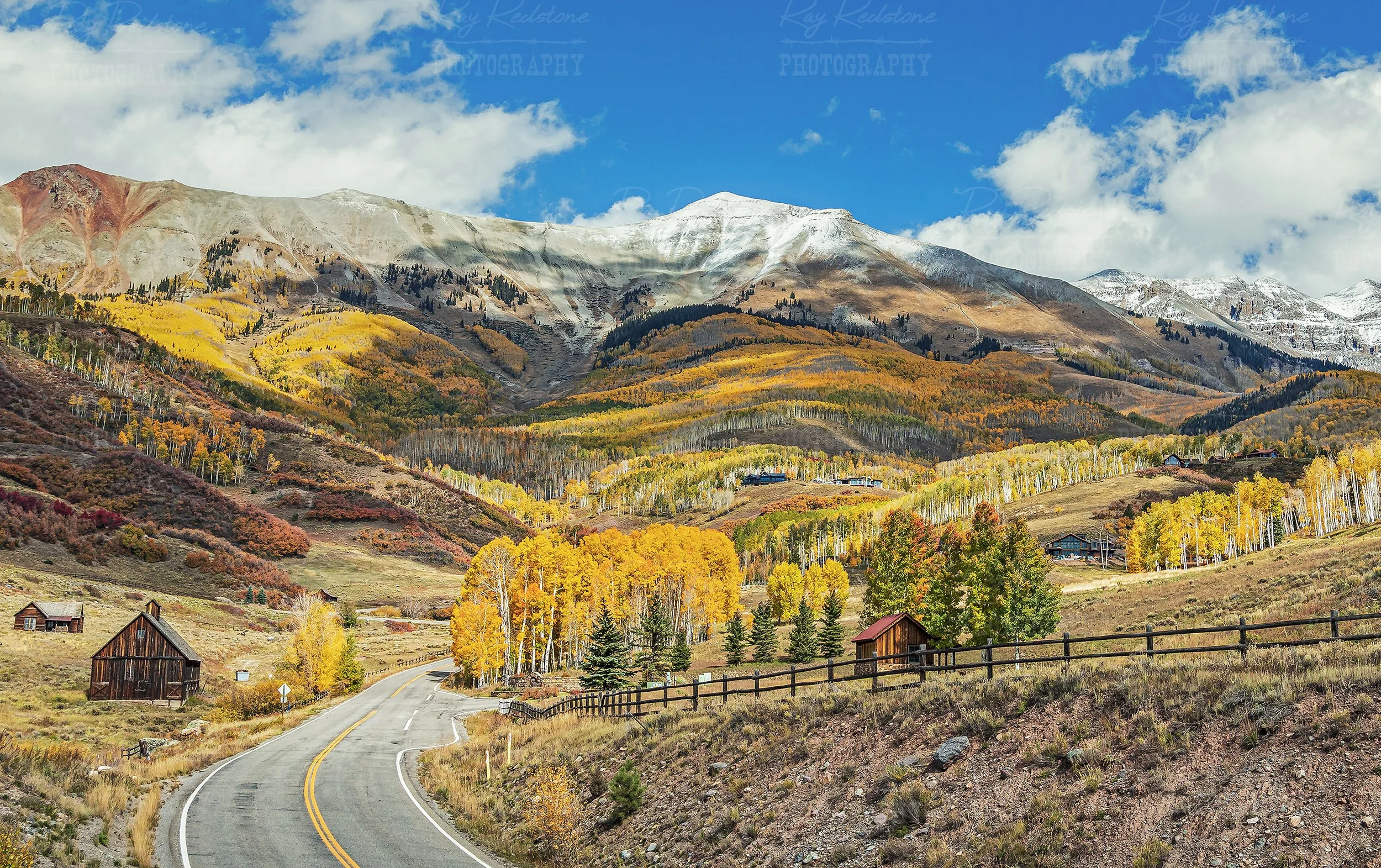 Vibrant Fall Colors Along Mountain Road Near Telluride Colorado
