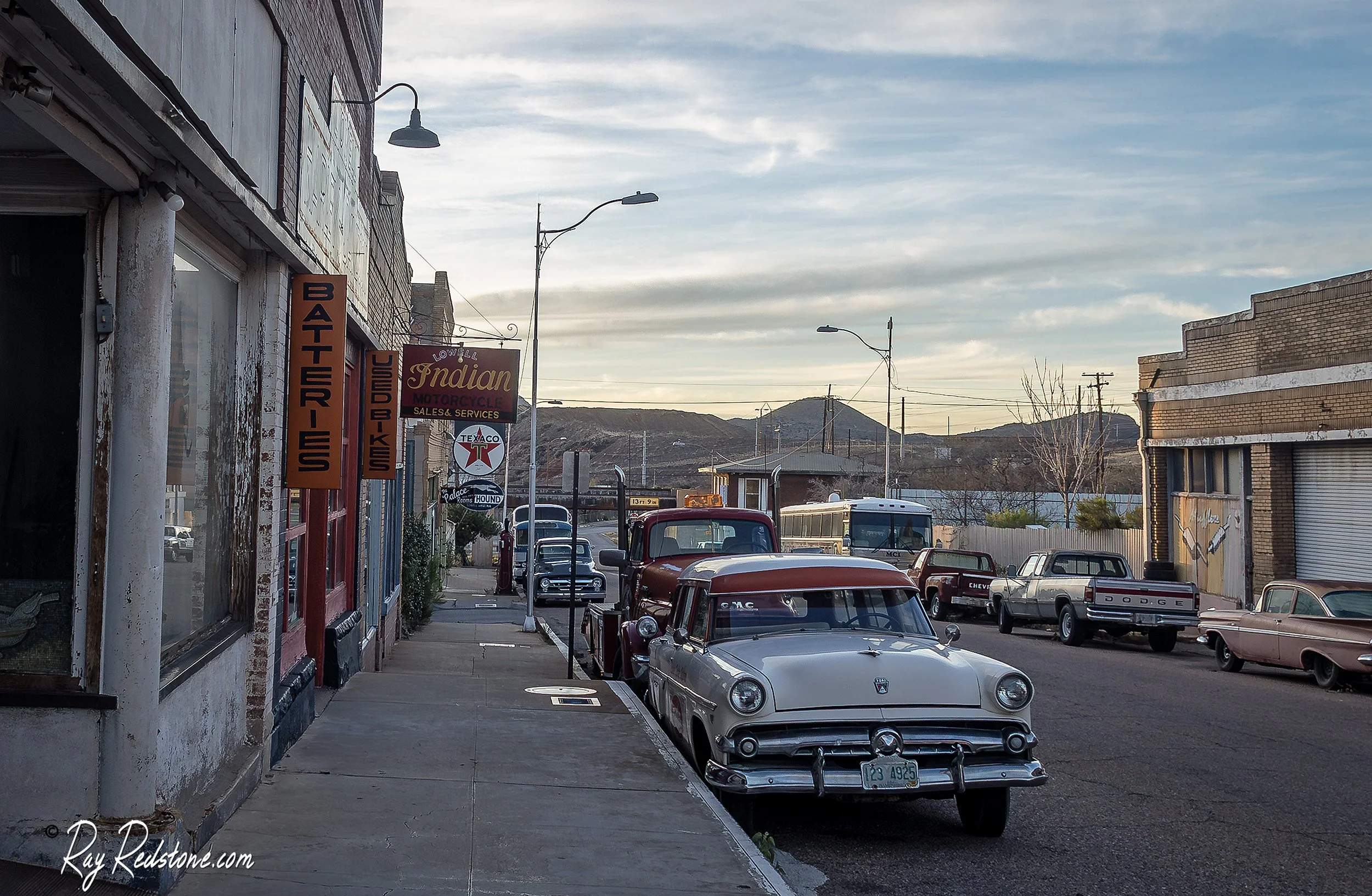 Vintage car on Erie street in Lowell Arizona