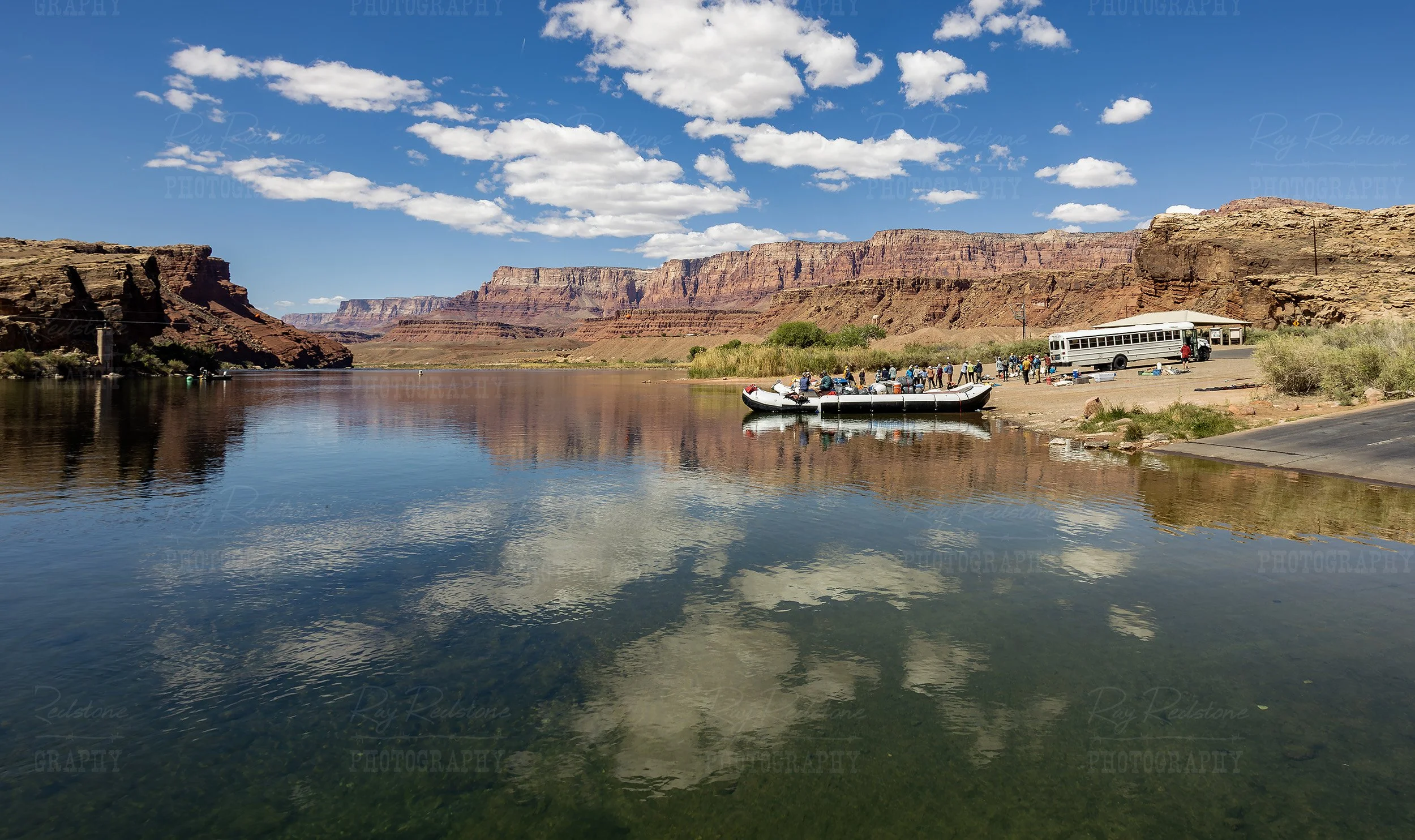 Rafting Party Preparing On Colorado River At Lees Ferry