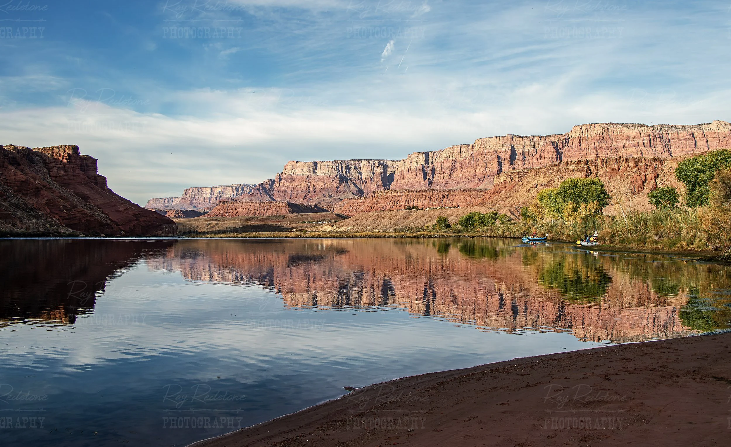 Boat Launch At Lees Ferry Arizona With Reflection On River
