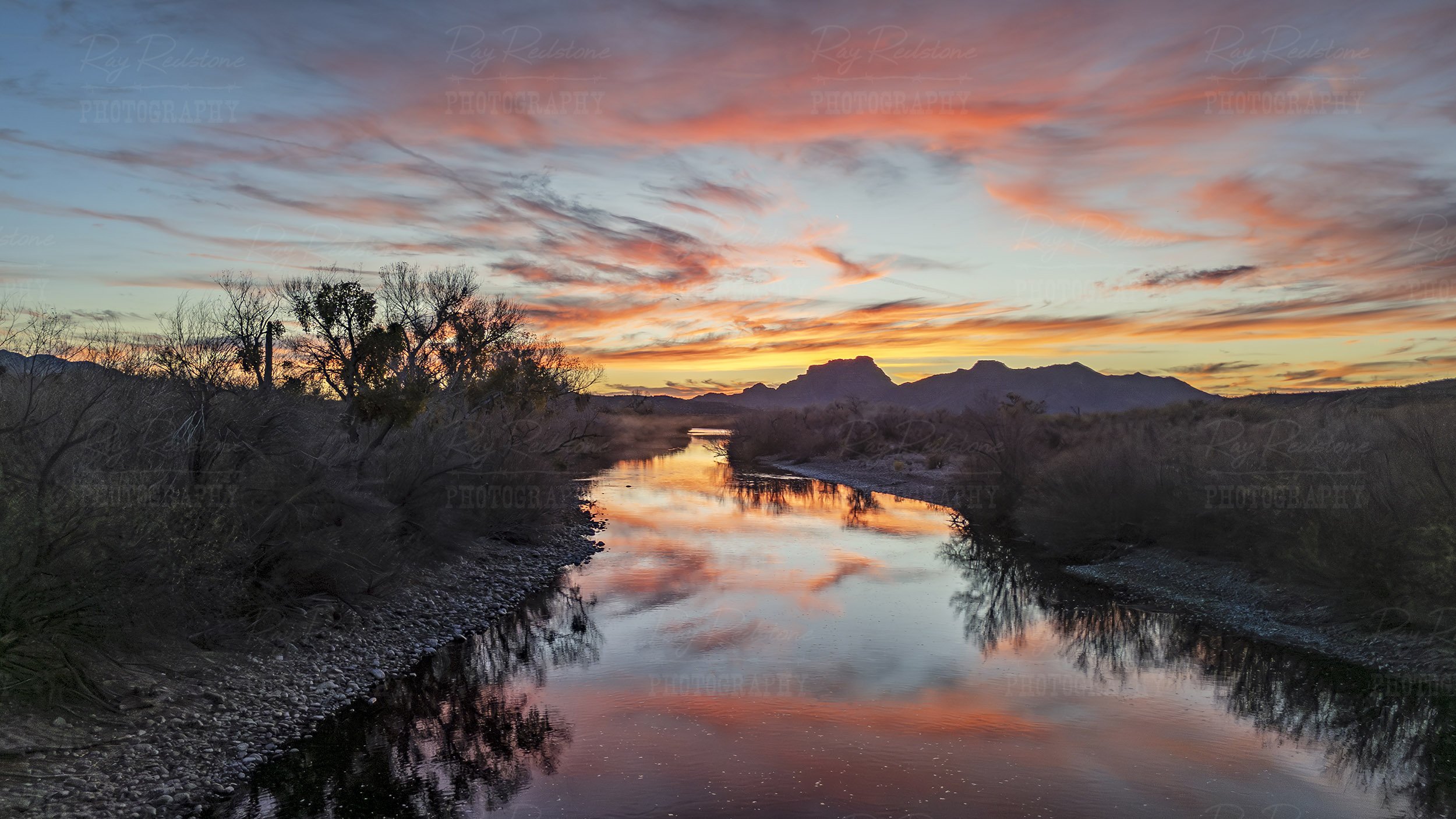 Sunset River Landscape In Arizona