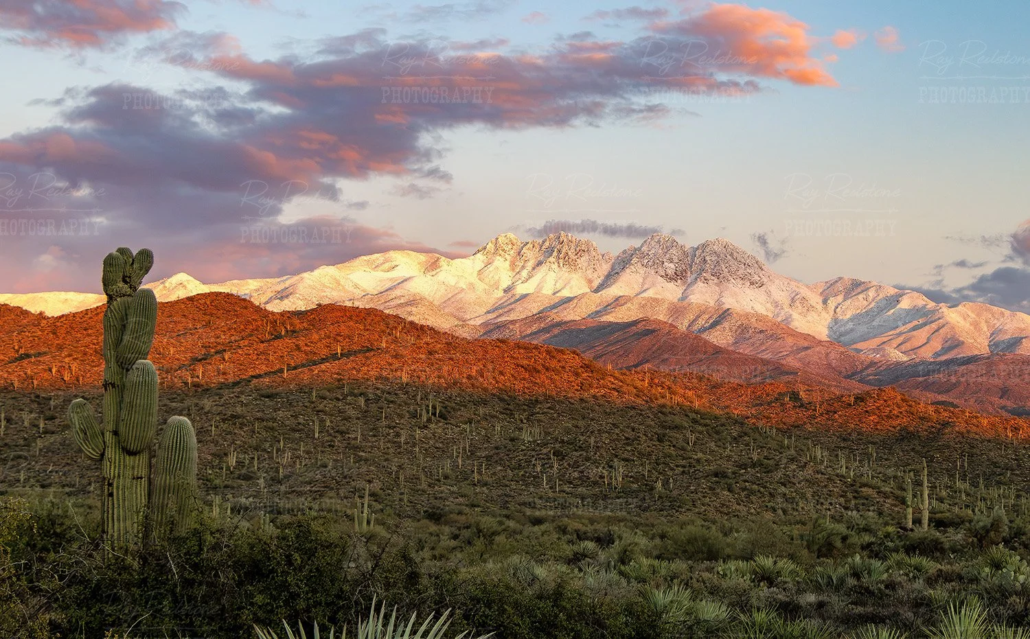 Four Peaks Range At Sunset 