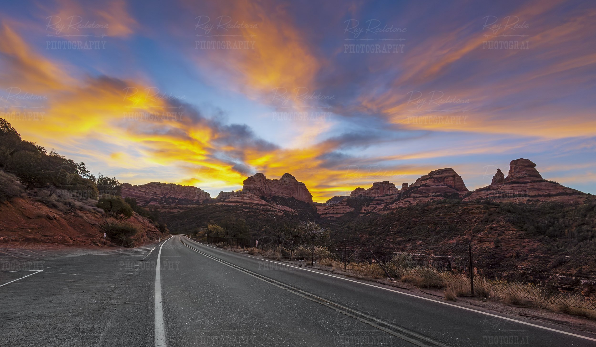 Sunrise On Highway 89A In Oak Creek Canyon In Sedona