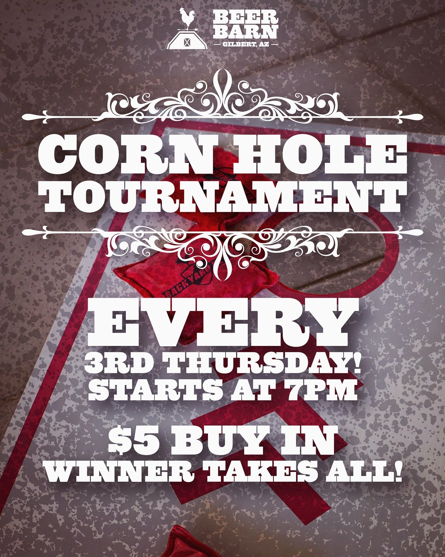 CALLIN ALL CORN HOLE CONTENDERS

Tonight&rsquo;s the night! Every 3rd Thursday of the month, we host a corn hole tourney! $5 buy in, winner takes all! The competition will start at 7pm, so don&rsquo;t be late. Let&rsquo;s find out if you&rsquo;ve got