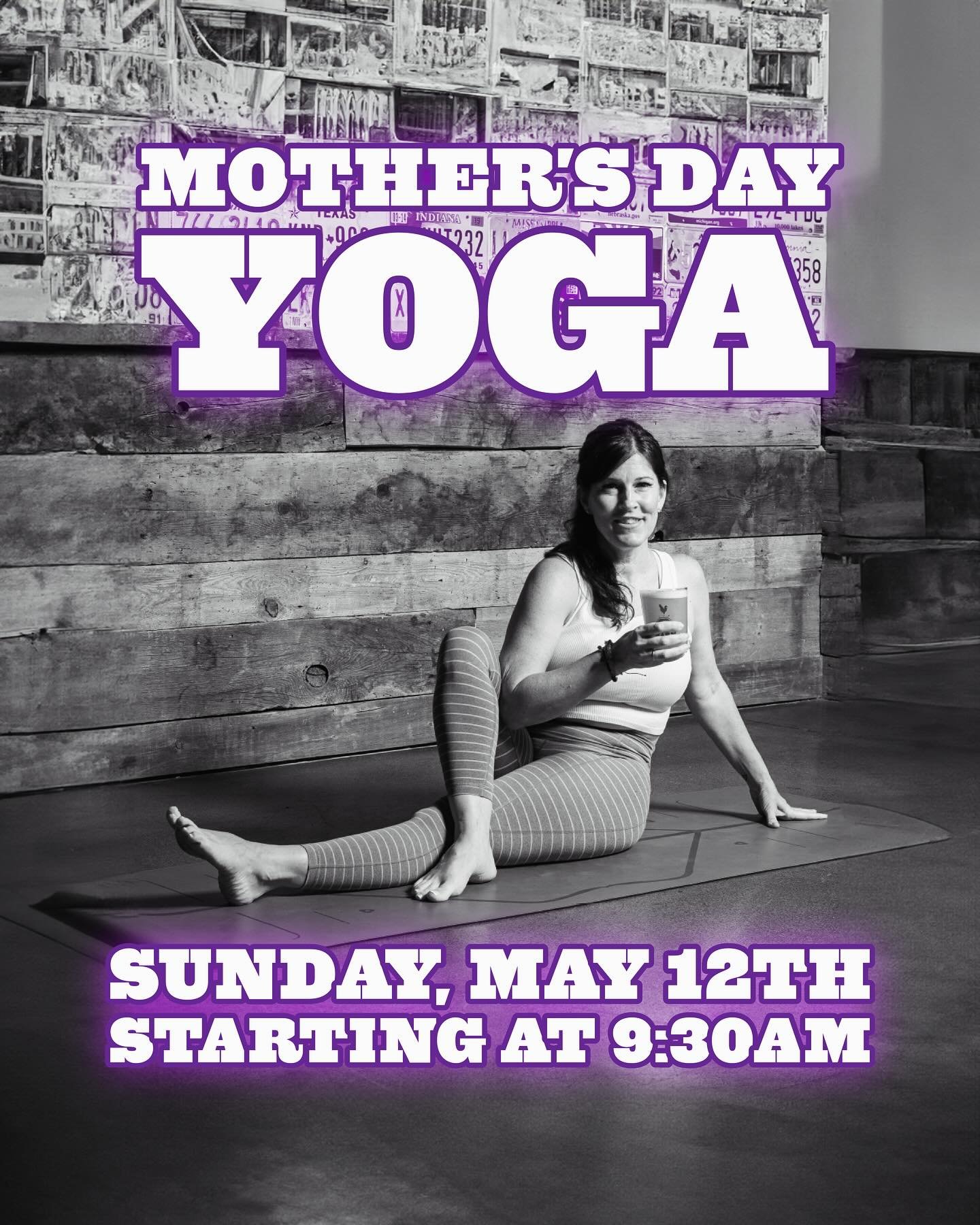 FOR ALL YOU MAMAS OUT THERE!🧘&zwj;♀️

Come get your stretch on with us on Sunday, May 12th! Julie Norton is teaching yoga on the 2nd Sunday of every month starting at 9:30am. $25 per person, your ticket includes your choice of a draft beer, mimosa o