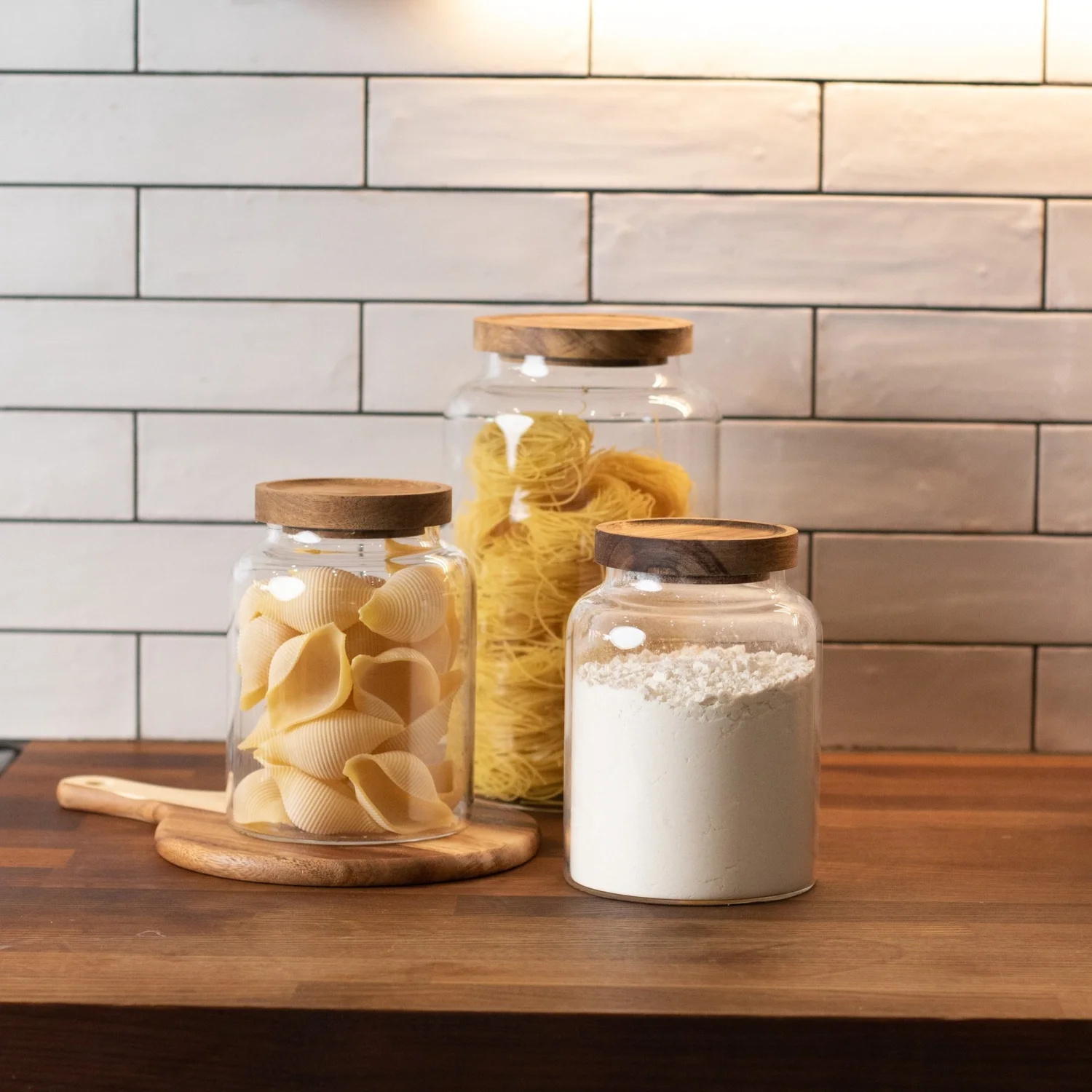 Glass Pantry Jars Bamboo & Acacia — LITTLE CRAFTS LONDON