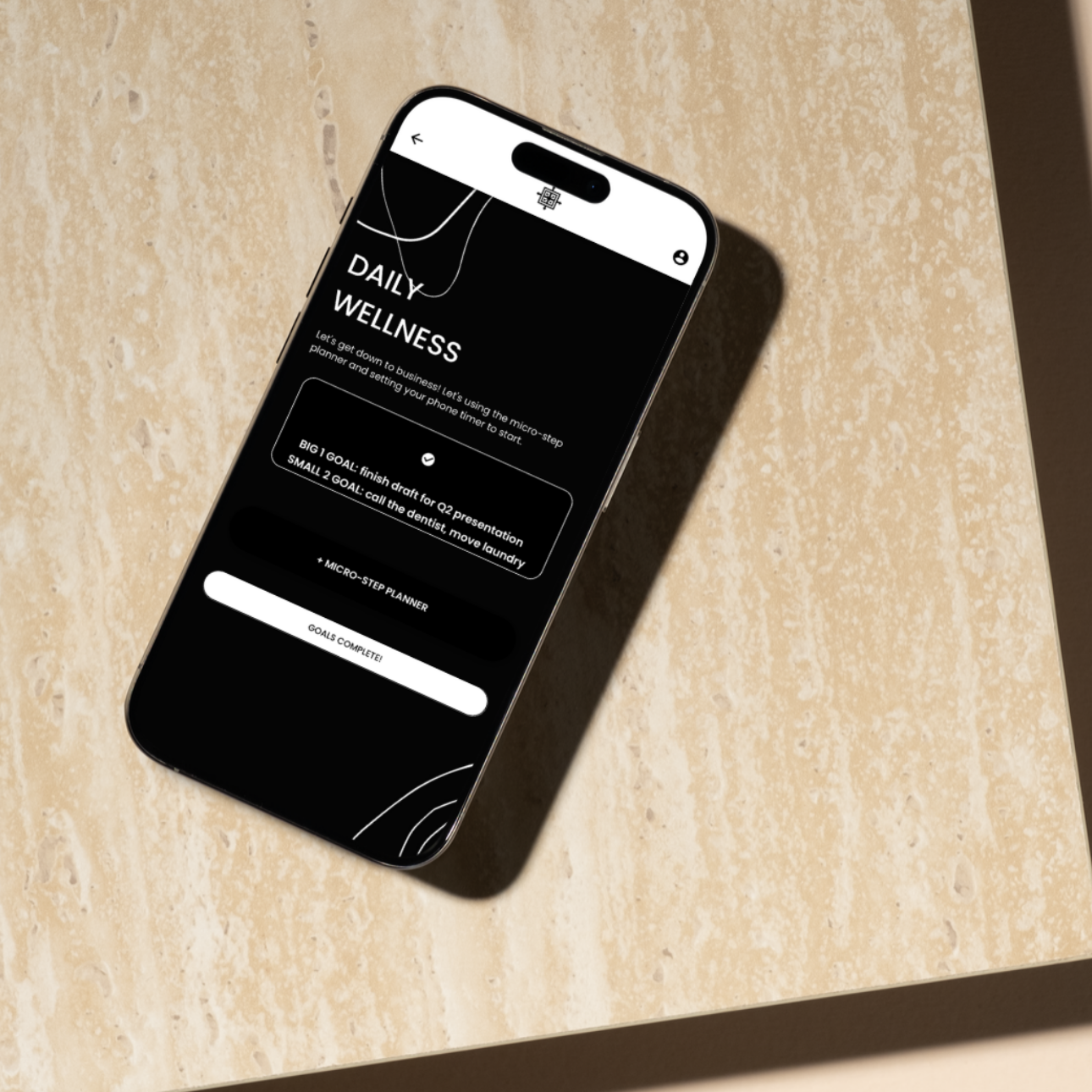 Daily Wellness Flow interface displaying proactive mental health routines designed to build emotional resilience.