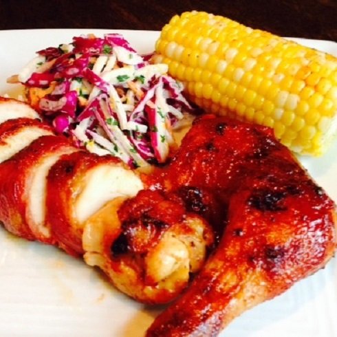 Entree_BBQ Game Hen bacon wrapped with jicima slaw & corn on the cob_Aug 2014_square.jpg