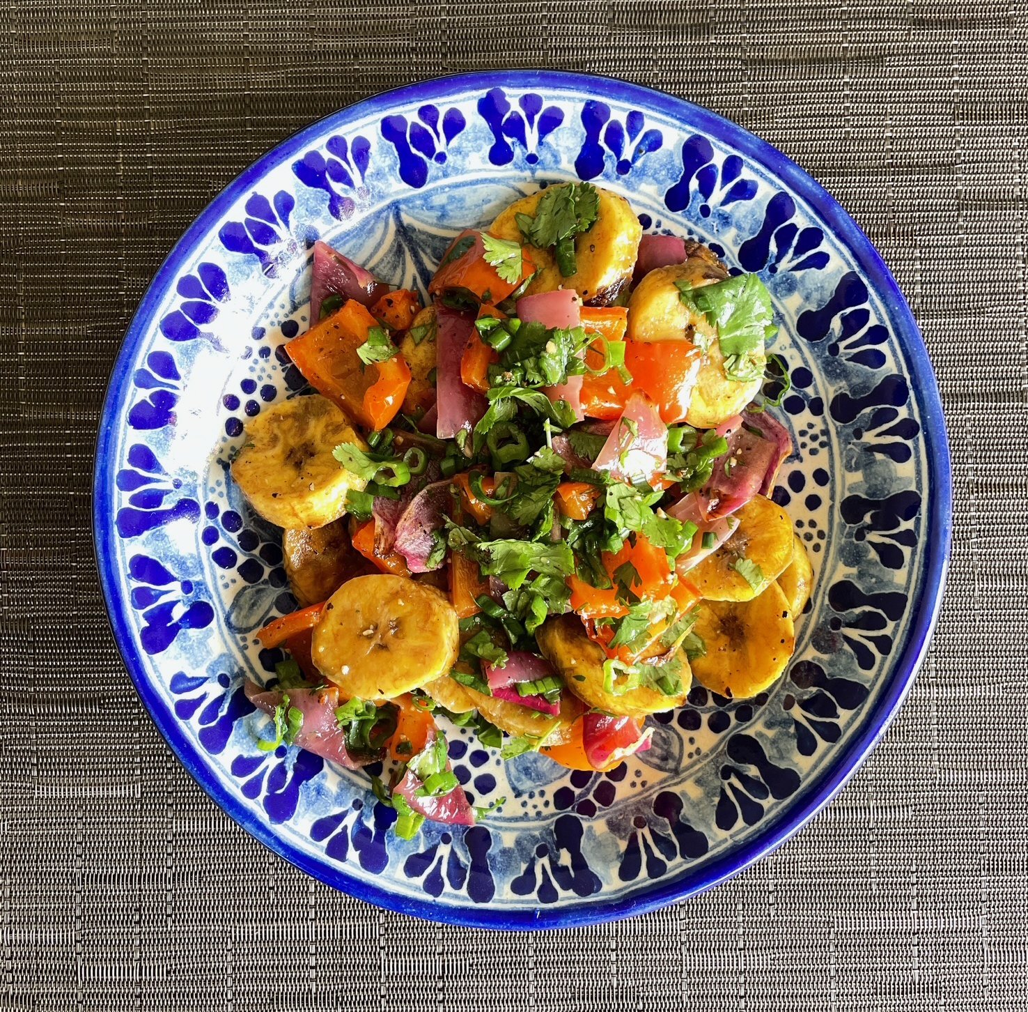 Greg Vouros_Cuban plantain salad with roasted peppers, onions.JPEG