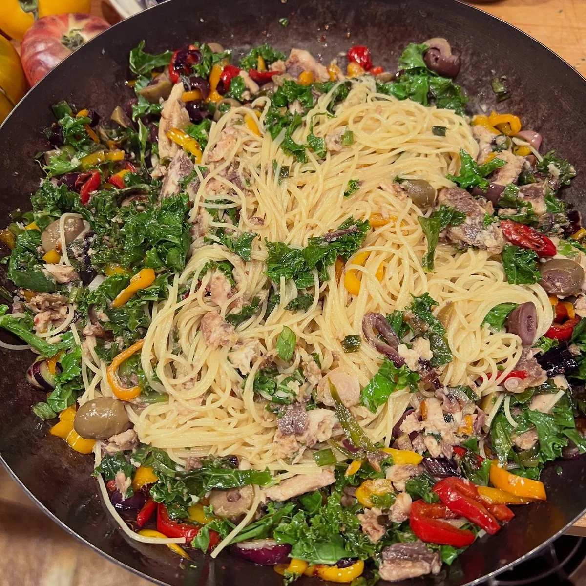 On the Table_Chez Strecker_Tinned Fish Spaghetti_summer_food_082526.jpg