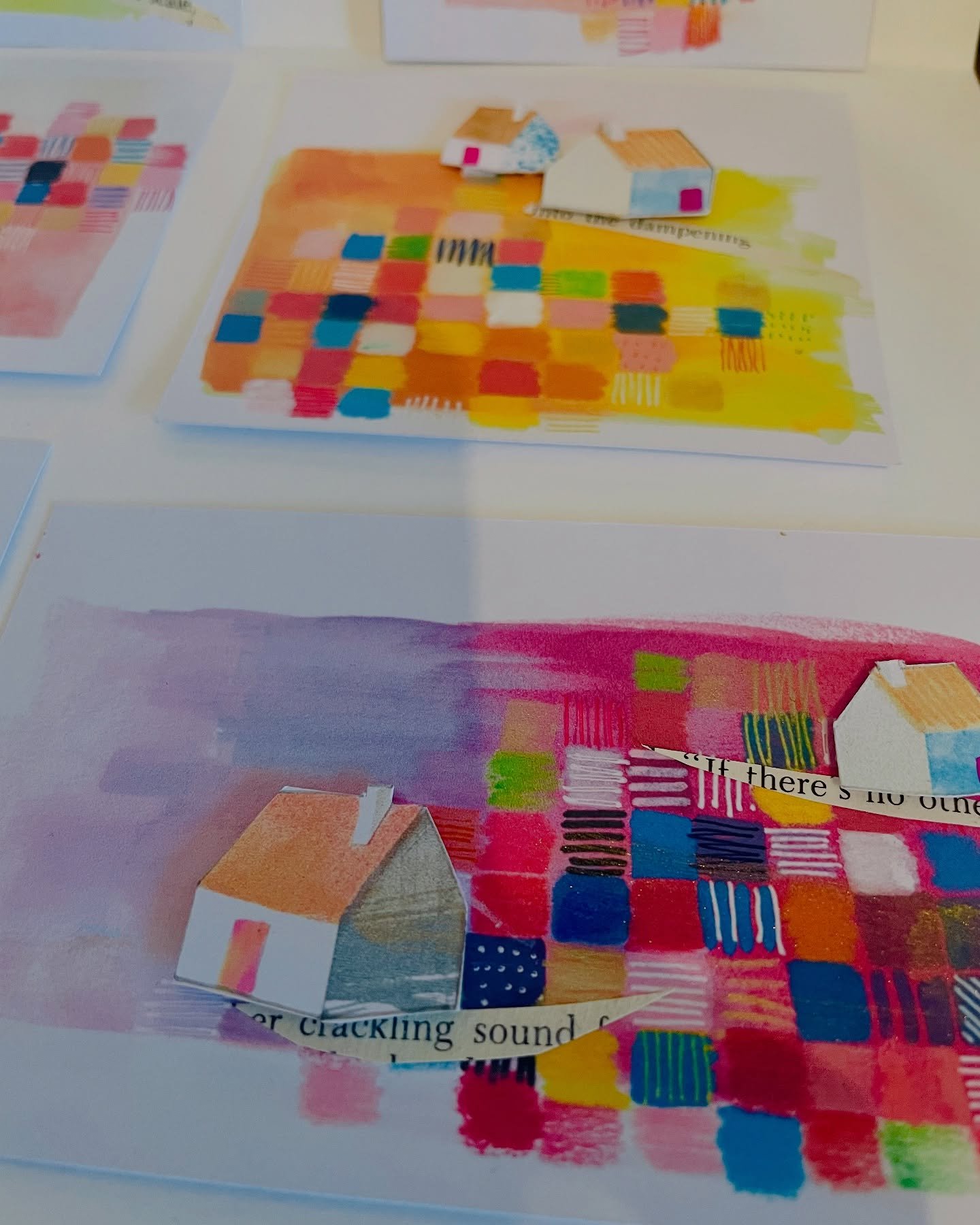 Houses on the hill in the wilds nestled in the fields. A homage to landscape. #art #artforsale #irishart #irishartist #collageart #originalartwork