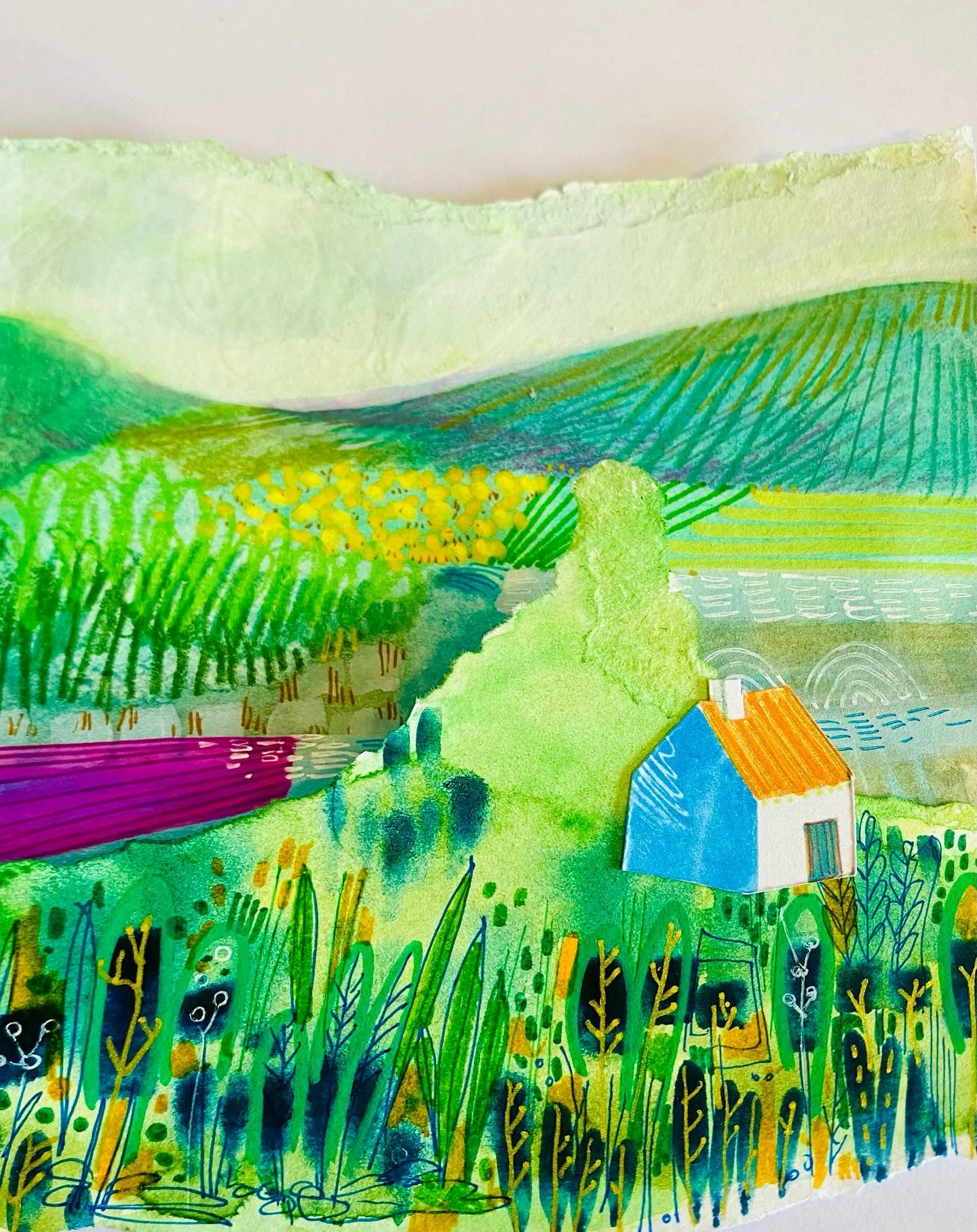 Flower Valley View. This has been on the grid before. Giving it a bit more love today. A few close ups for your perusal. I have finally got it up in my shop so if you&rsquo;re interested at all you can pop over to the link in my bio. #artforsale #iri