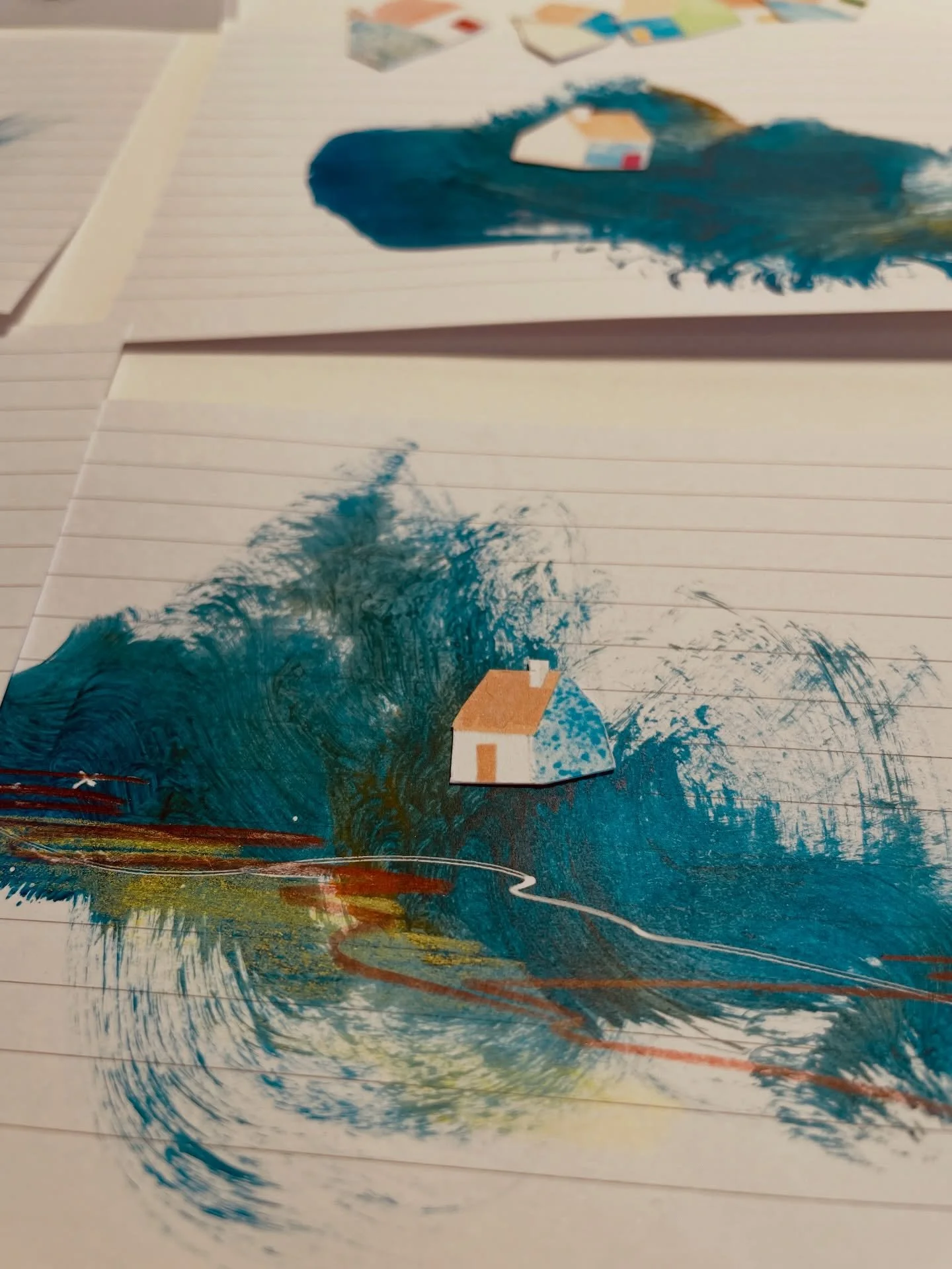 January it&rsquo;s a long one. Some desk musings. Paint on note cards left over from other people&rsquo;s study. #art #january #creating #artist #creativeblock