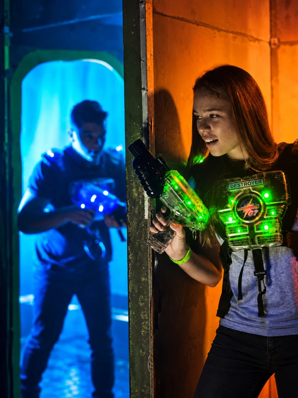 Players in a laser tag arena at Underworld Laser, Menai.