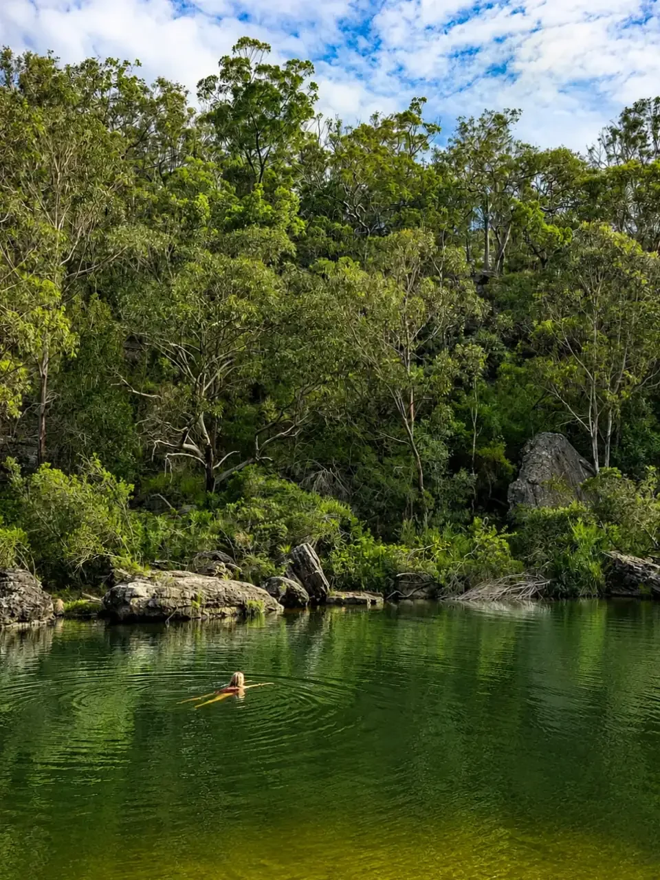 A natural swimming hole surrounded by bushland at The Needles, Barden Ridge.