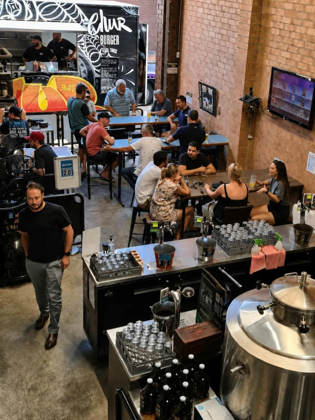 Beer garden and food truck at Shark Island Brewery, Kirrawee