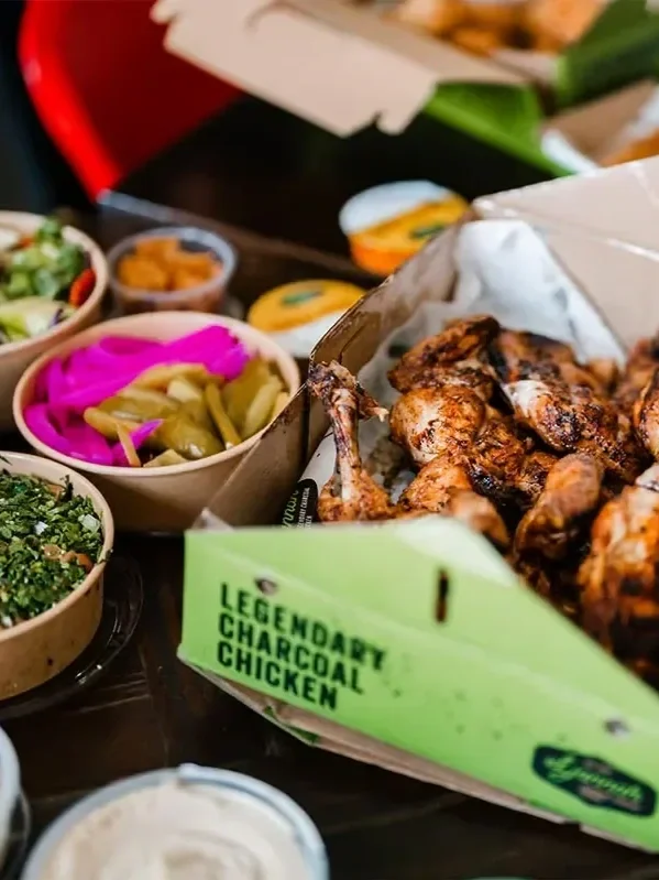el jannah charcoal chicken with tabbouleh and pickles