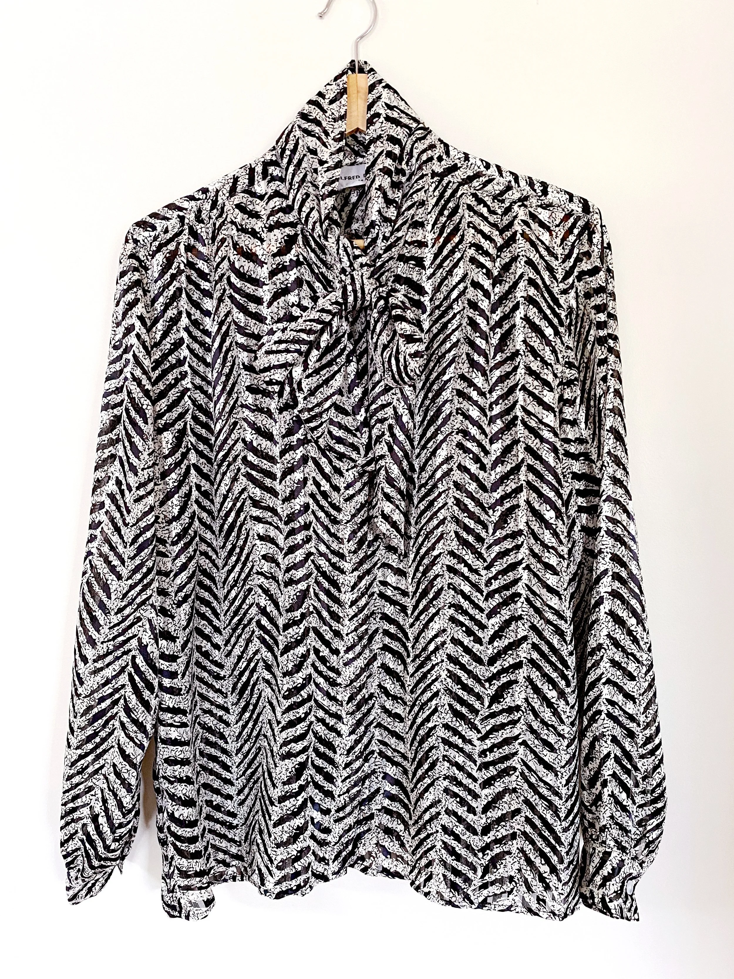 Zebra Print Top with Bow Neckline