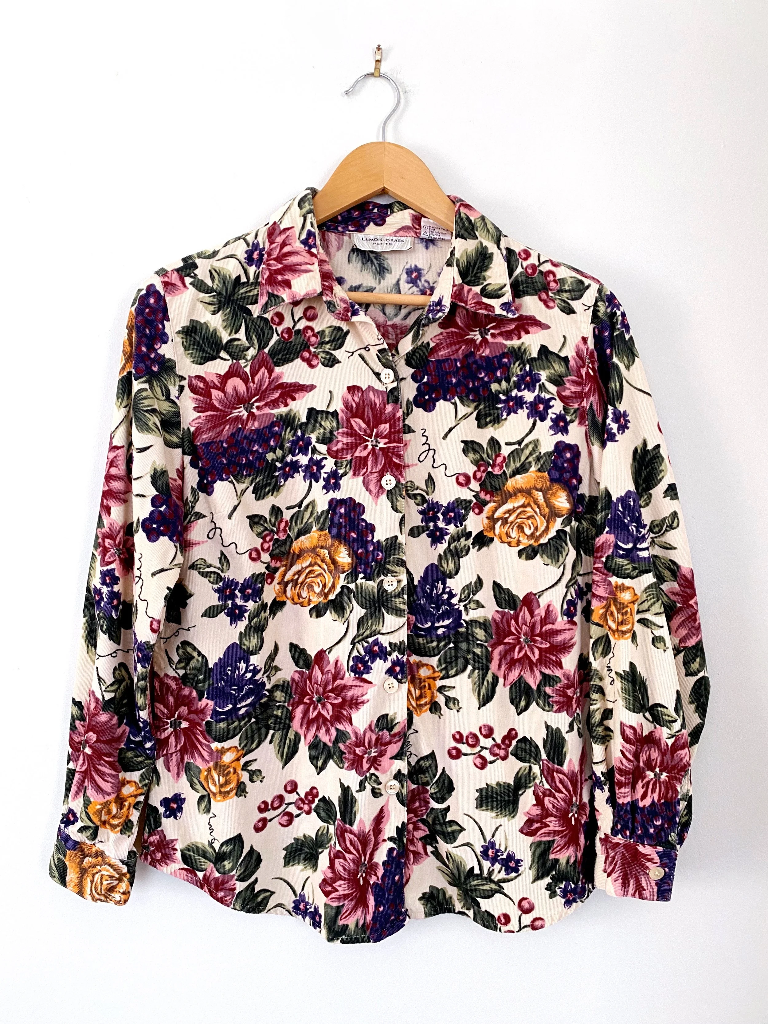 Tan Floral Corduroy Top