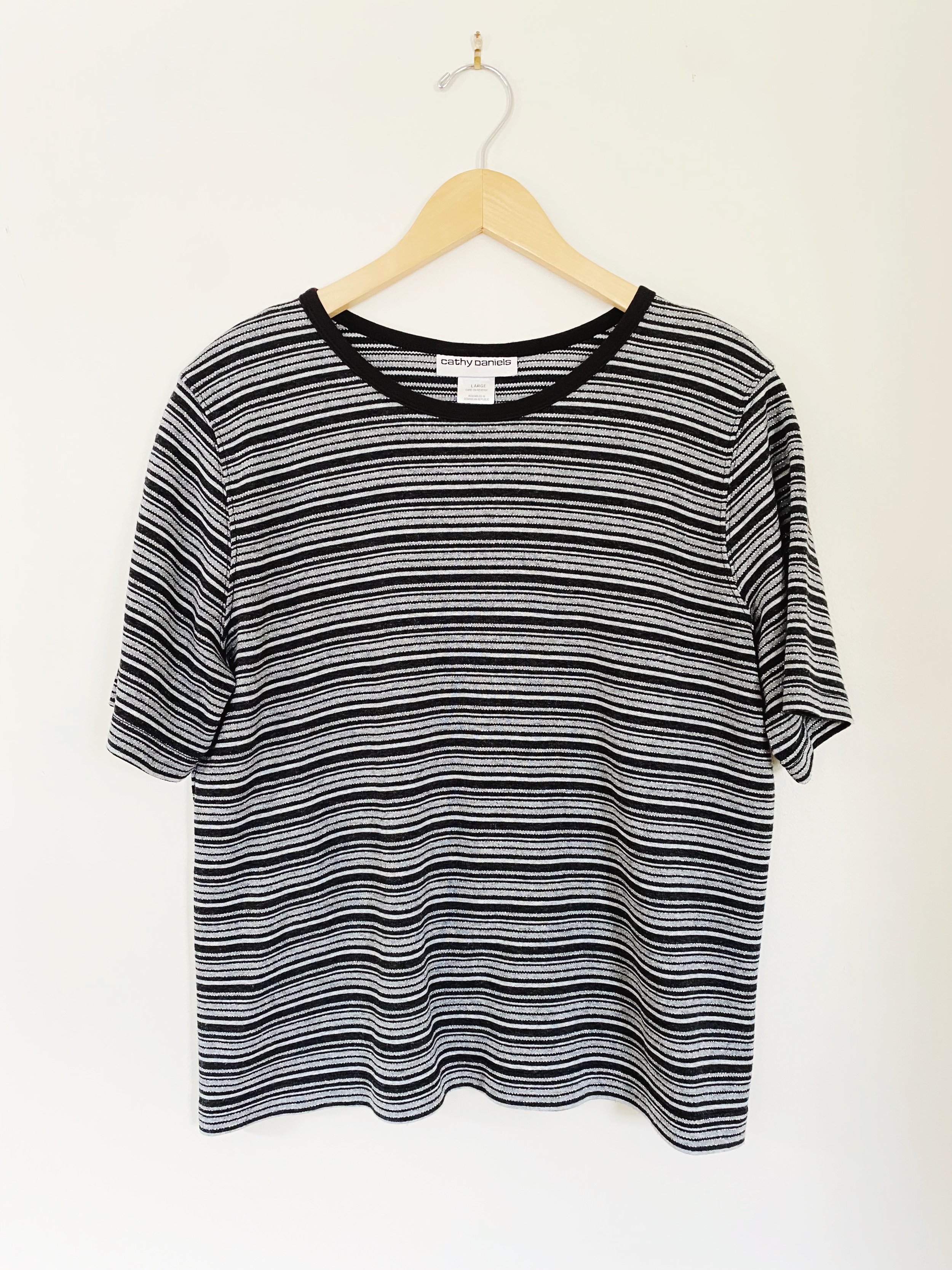 Black Glitter Stripe Top
