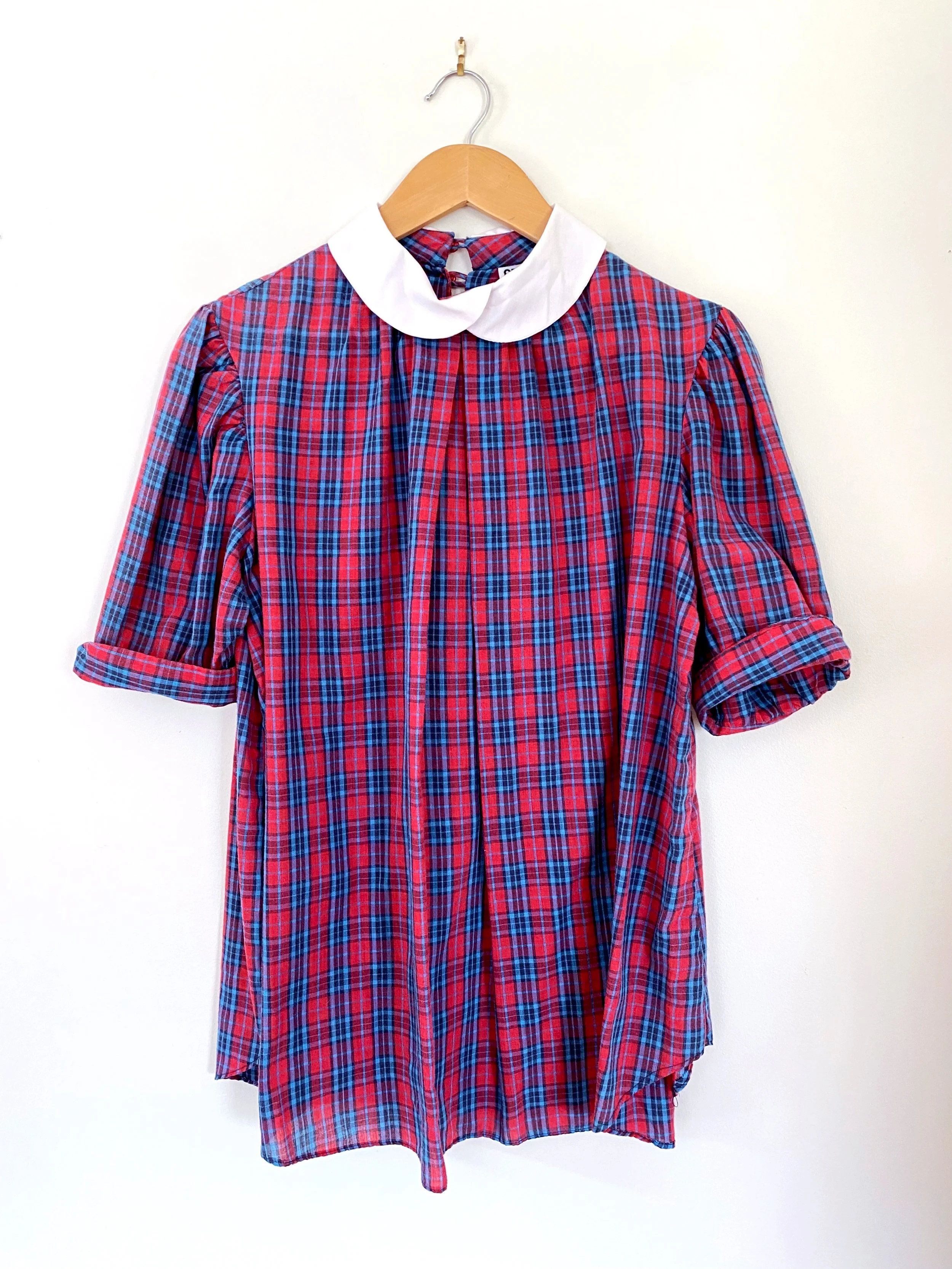 Red & Blue Plaid Top