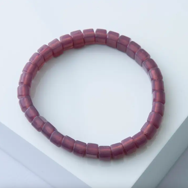 Opaque Glass Bracelet in Plum