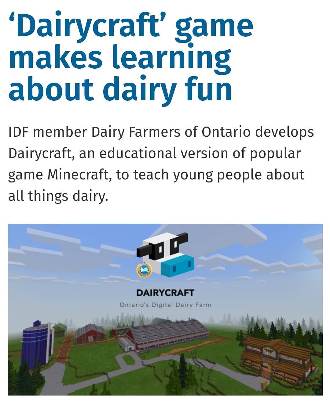 Such a clever initiative to teach kids about the dairy industry!
https://fil-idf.org/news_insights/dairycraft-game-makes-learning-about-dairy-fun/
@minecraft #education #innovation #learning #kidseducation