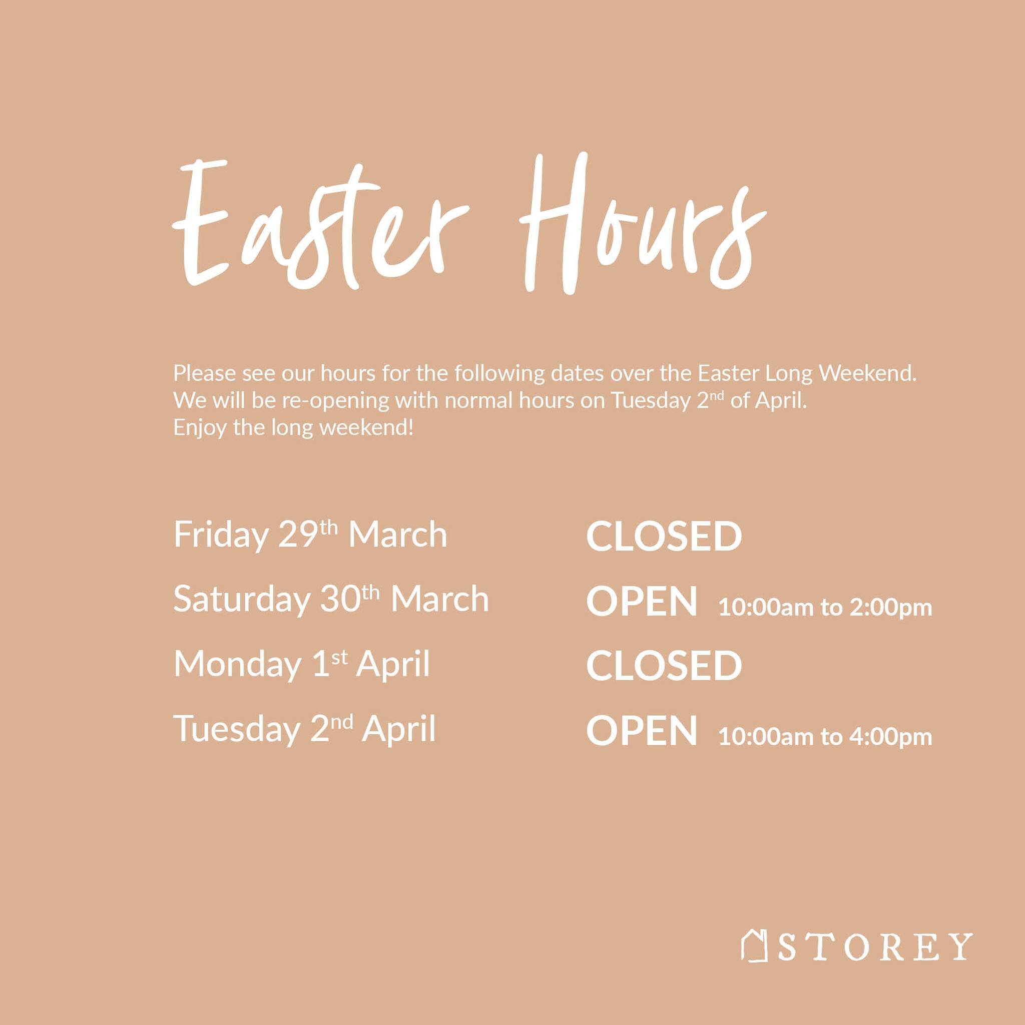 Yes we are open on Saturday! 

We will be closed for Good Friday and Easter Monday, but we will be open on Saturday and would love to see you all.

We hope enjoy this time with family and friends!