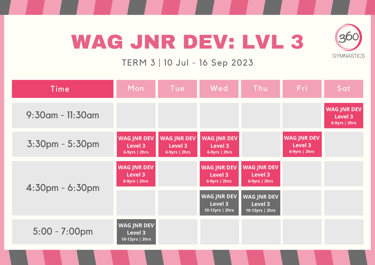 360 Gymnastics Schedules